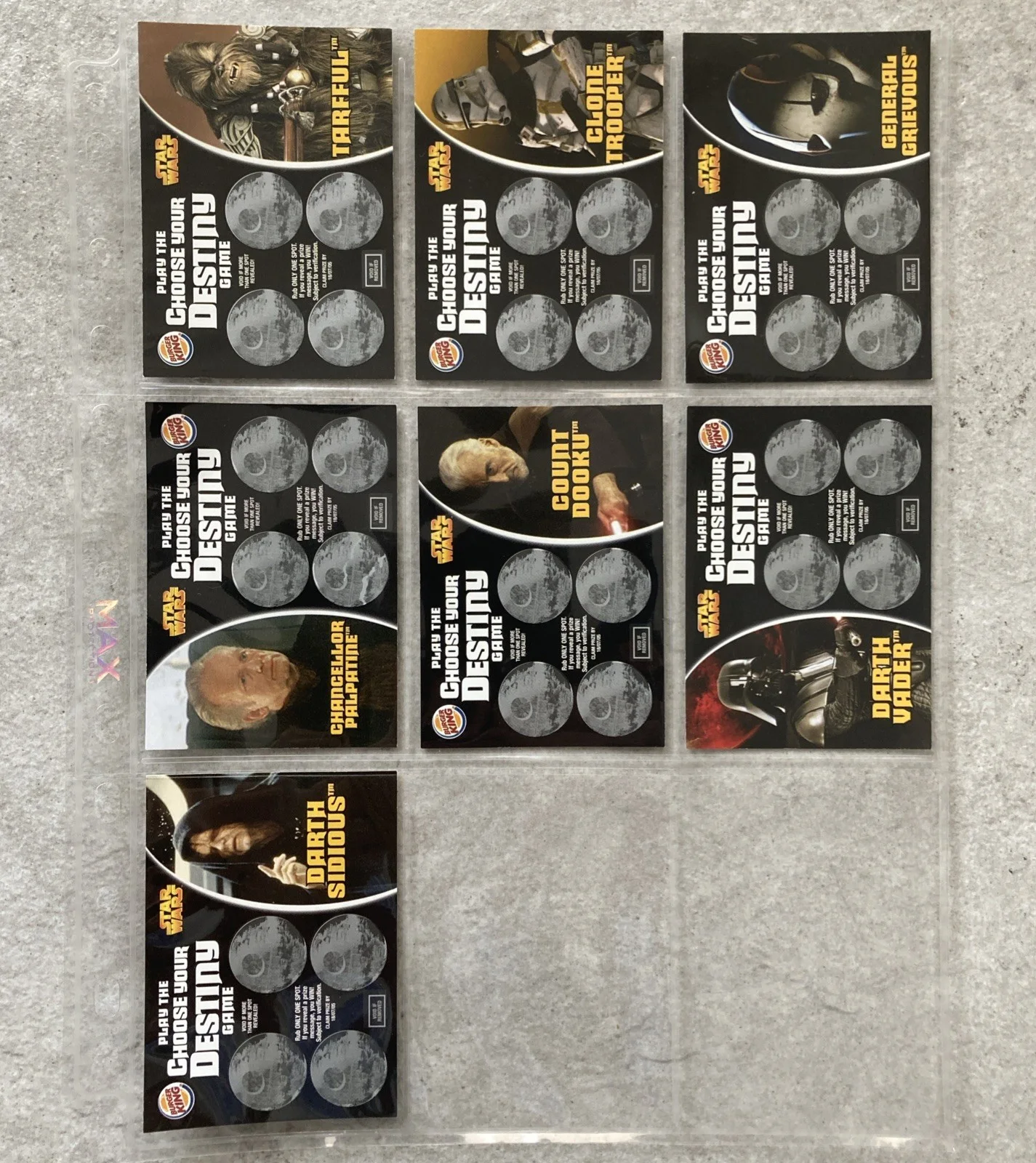 Star Wars Revenge of the Sith Complete Set Burger King Destiny Game Cards 2005, image 3