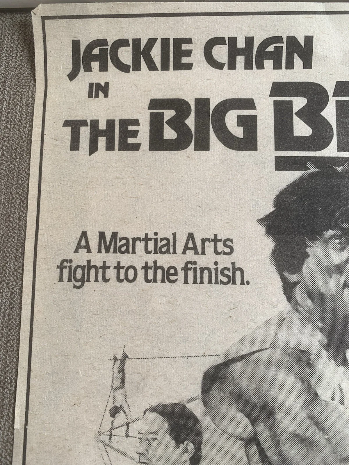 Jackie Chan The Big Brawl - 1980 Vintage Original UK Cinema Newspaper Ad Rare, изображение 2