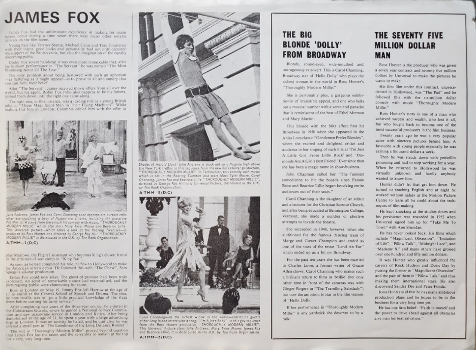 THOROUGHLY MODERN MILLIE VINTAGE ORIGINAL 1967 PRESS INFO BOOKLET JULIE ANDREWS, image 3