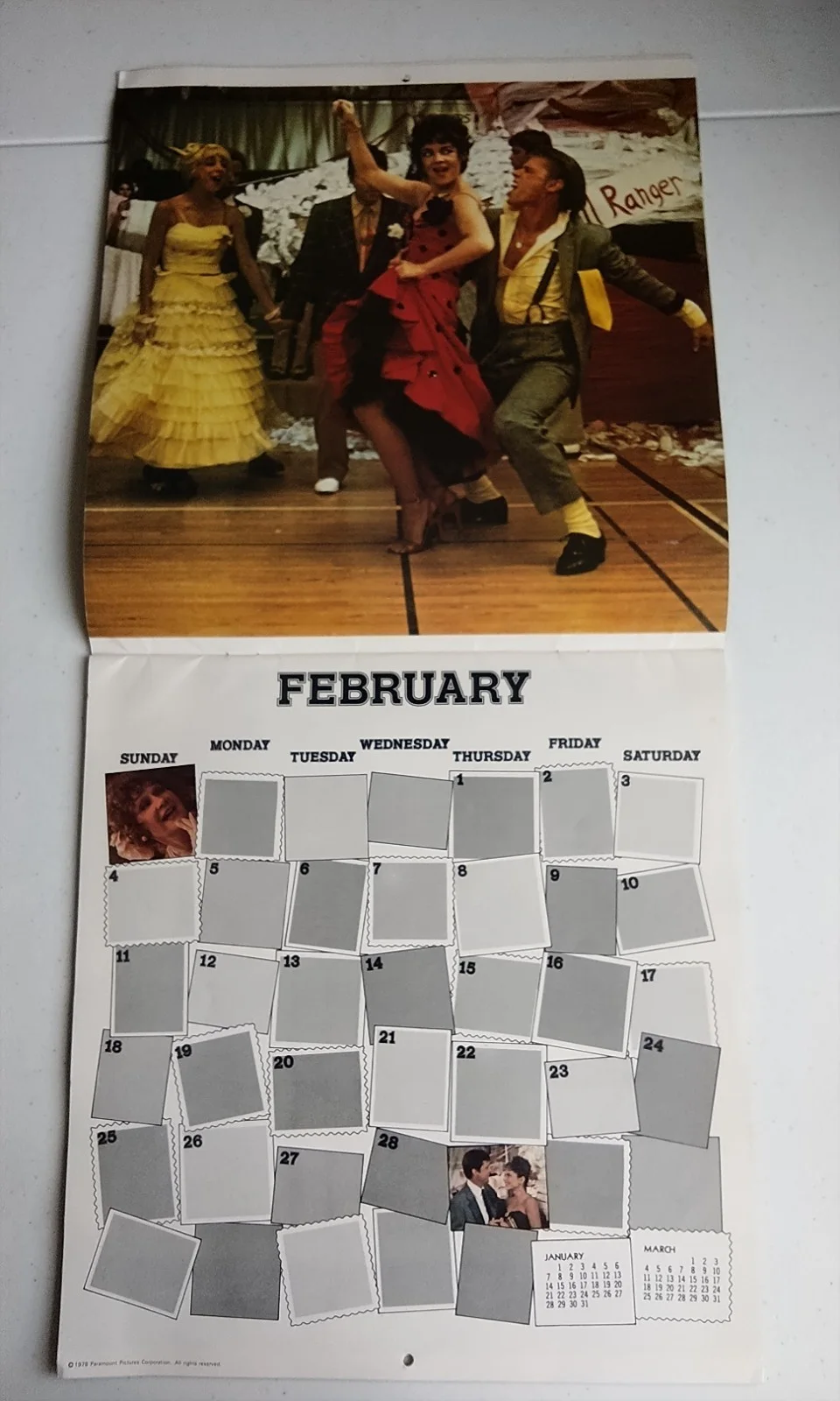 GREASE. ORIGINAL 1979 CALENDAR, JOHN TRAVOLTA, OLIVIA NEWTON JOHN, изображение 4