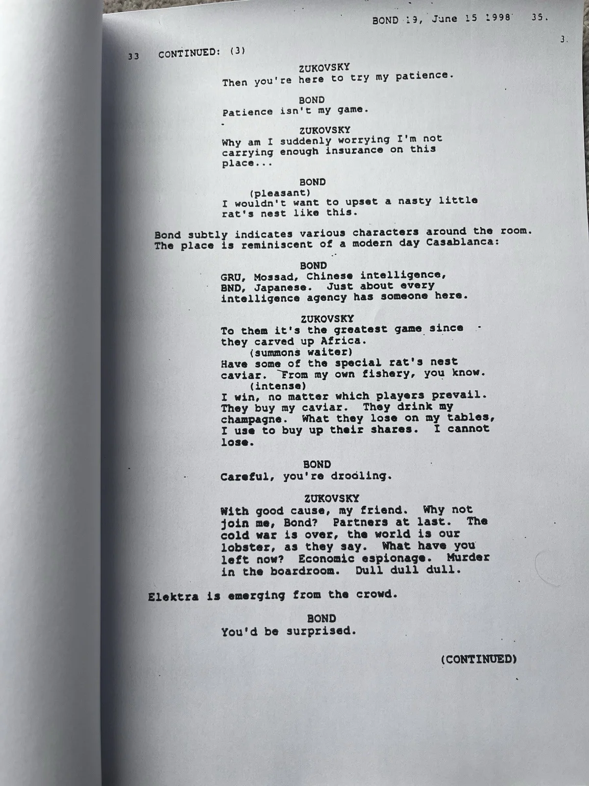 The World Is Not Enough Film Script. James Bond 007. Pierce Brosnan, Judi Dench., image 2