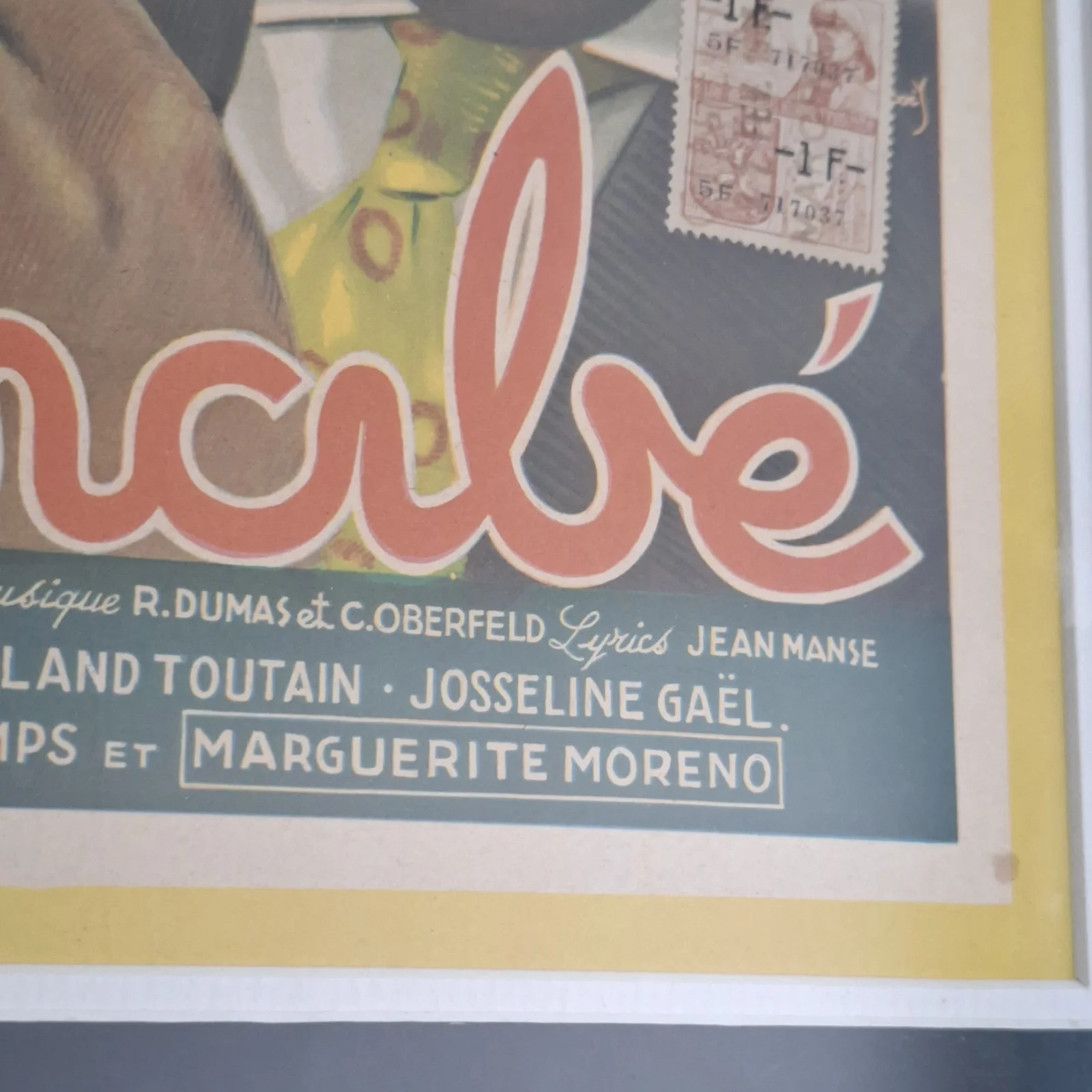 Original 1930s Film Poster Barnabé Fernandel French Framed Vintage, изображение 5