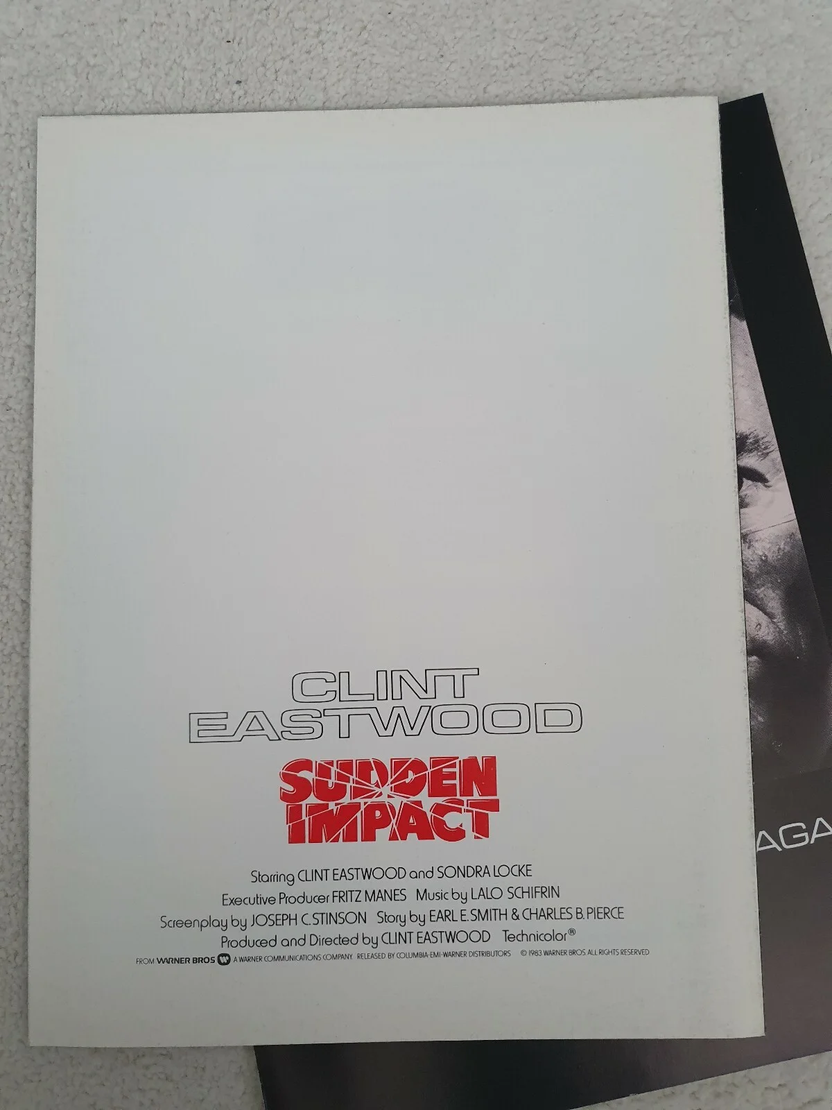 SUDDEN IMPACT 2 VINTAGE SYNOPSIS BOOKLETS CLINT EASTWOOD DIRTY HARRY AT IT AGAIN, изображение 3