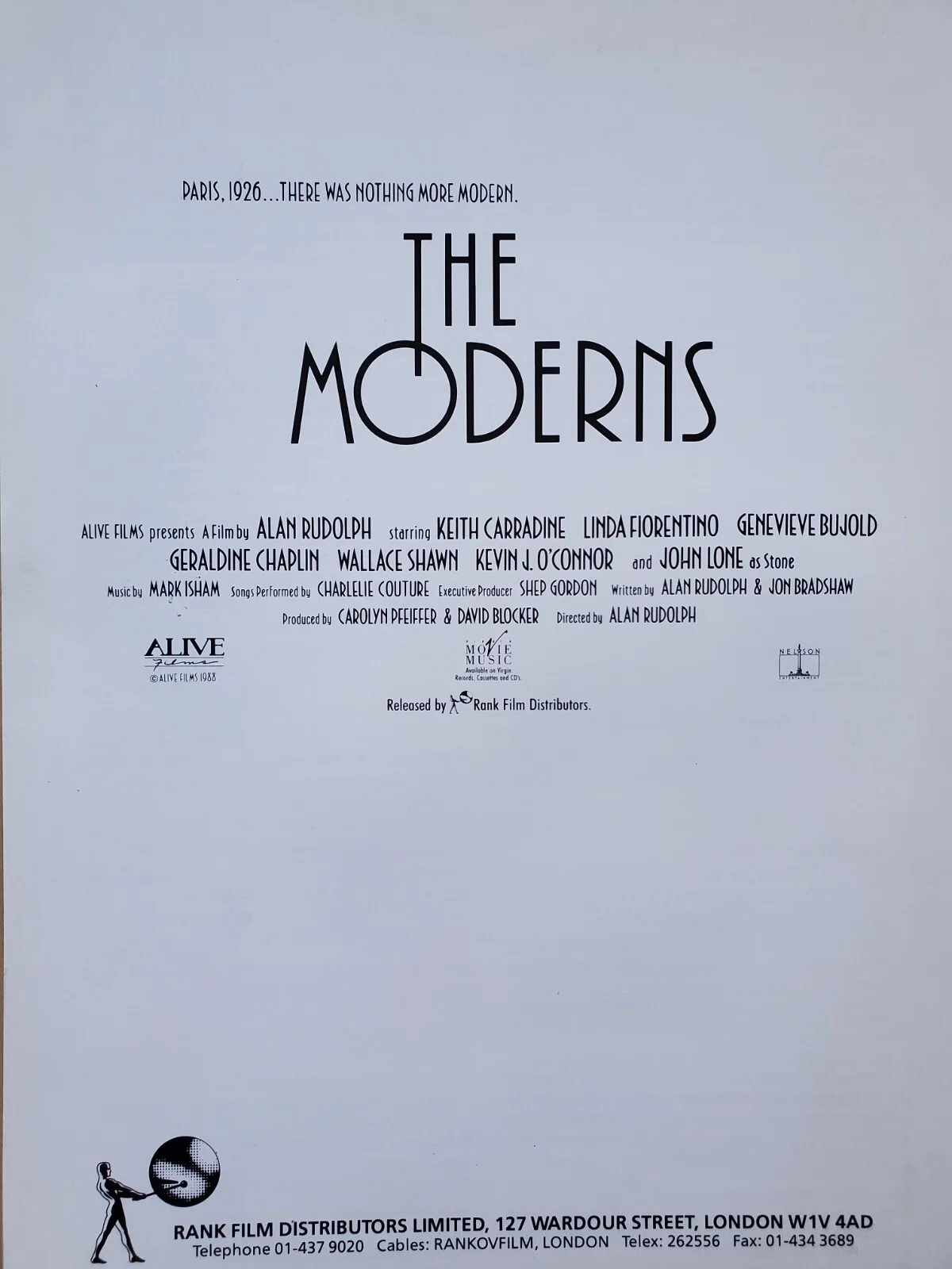 THE MODERNS - VINTAGE ORIGINAL 1989 SYNOPSIS BOOKLET - GENEVIEVE BUJOLD, image 3