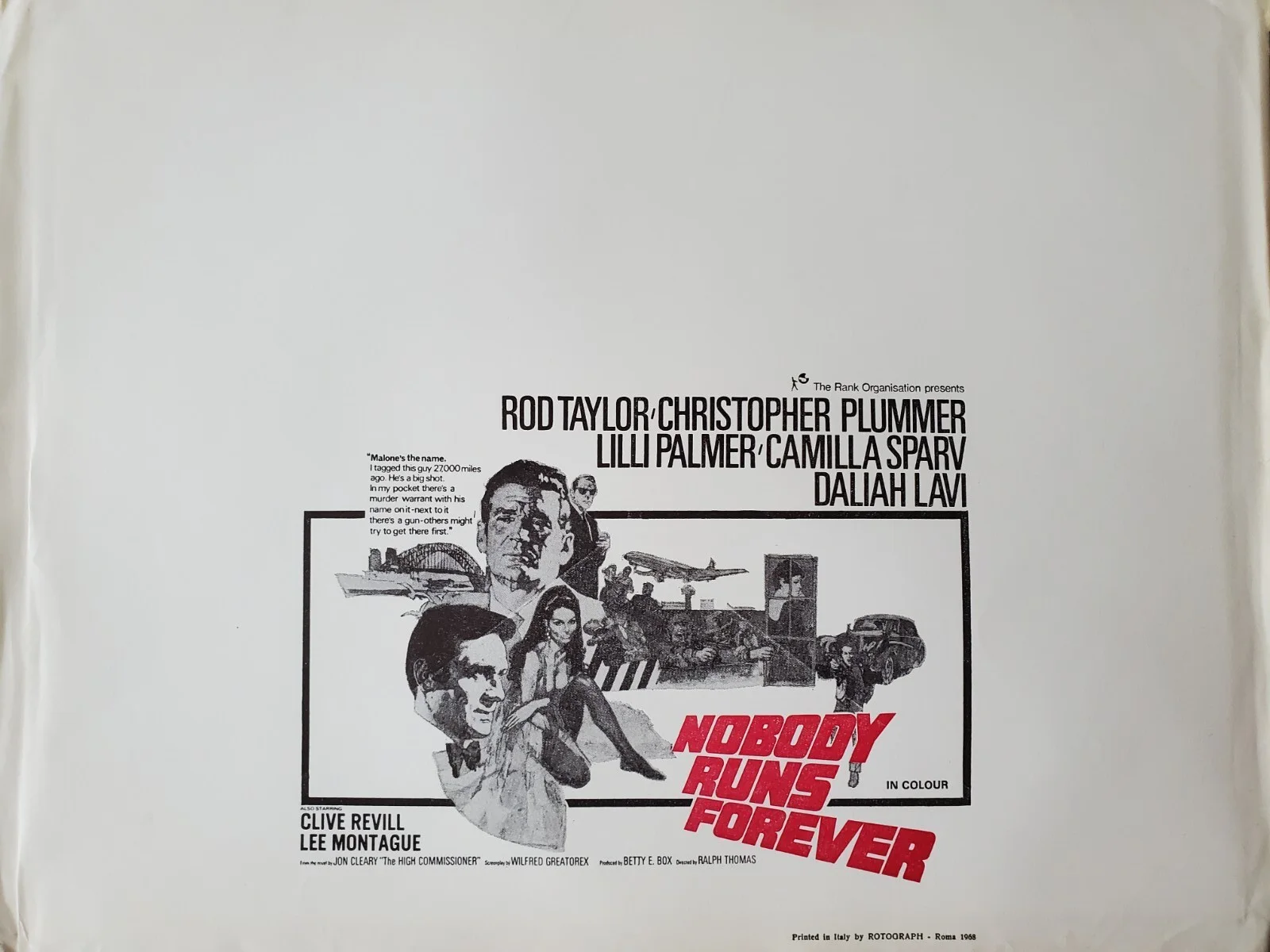 NOBODY RUNS FOREVER 1968 LOBBY CARD SET - 11"x14" - PLUMMER, TAYLOR, LAVI, SPARV, image 2