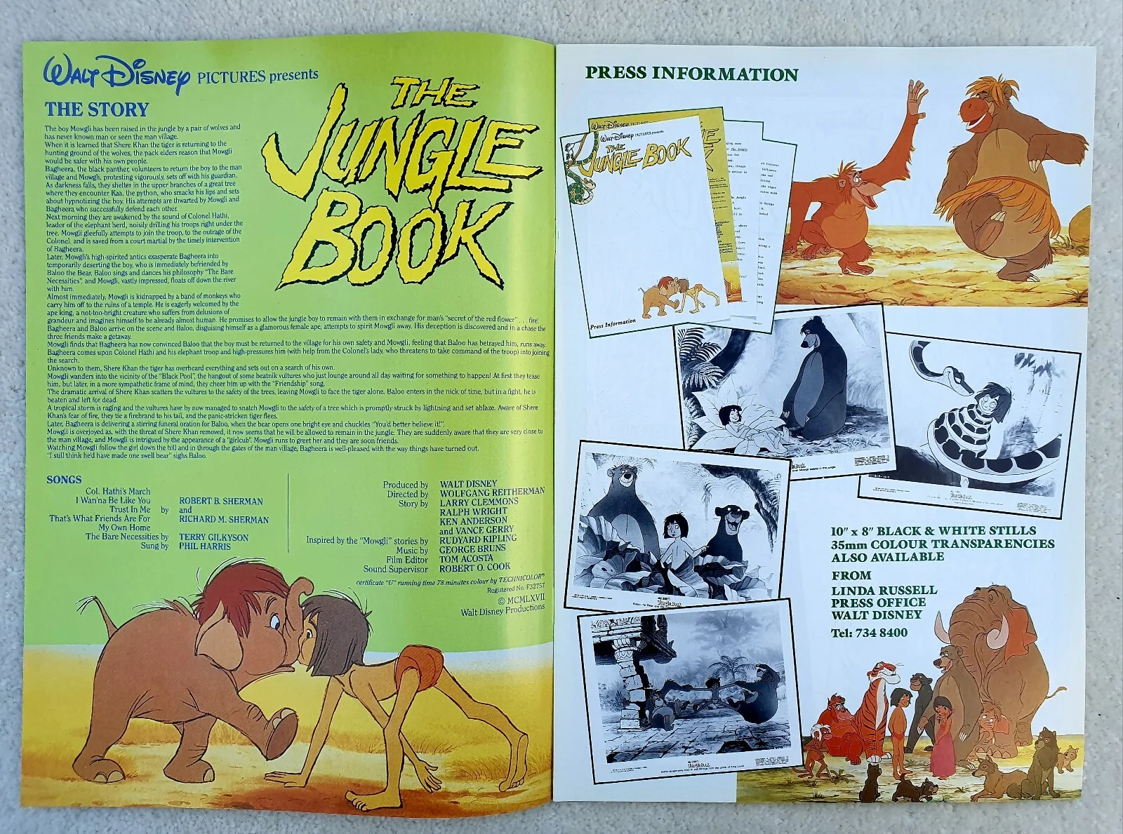 WALT DISNEY'S THE JUNGLE BOOK VINTAGE ORIGINAL UK PRESSBOOK - CARTOON/ANIMATION, изображение 2