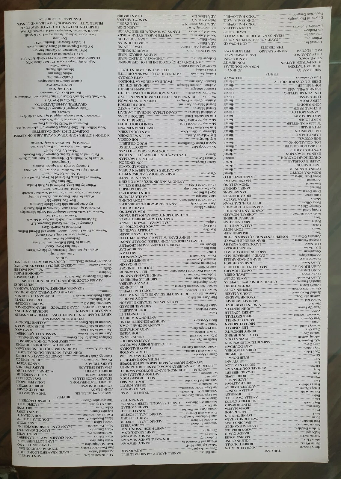 THE PAPER - HIGH QUALITY CARD ORIGINAL SYNOPSIS BOOKLET - KEATON, GLENN CLOSE, изображение 3