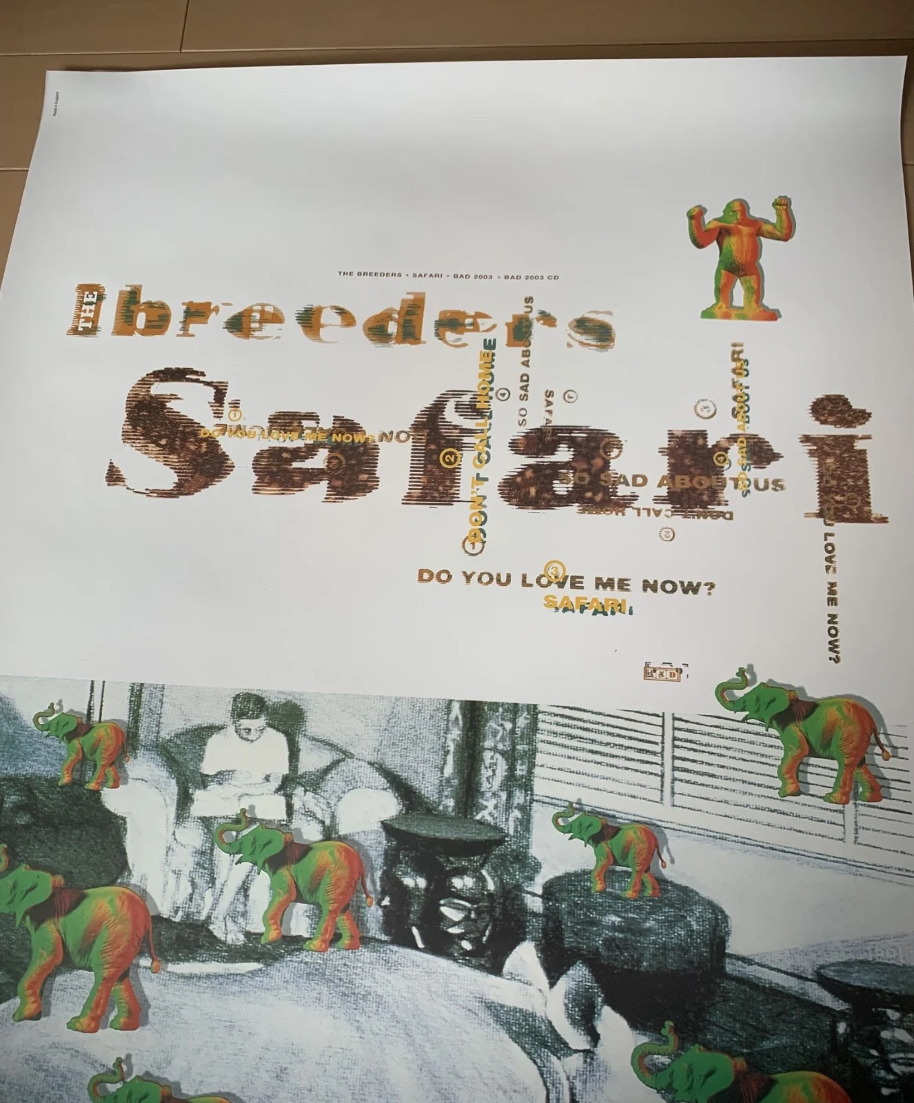 ORIG PRINT 1992 4AD THE BREEDERS Safari Promo POSTER UK MADE Record Store, изображение 2