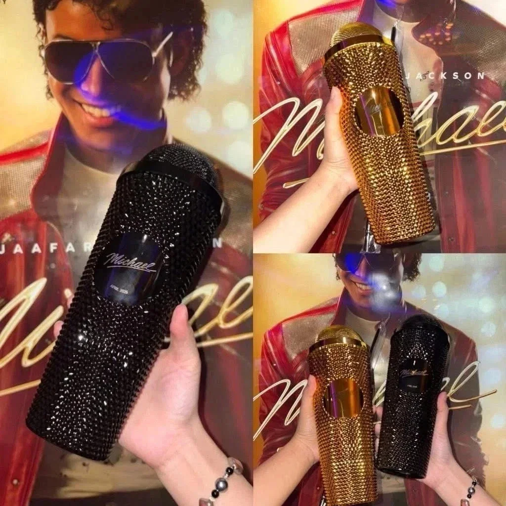 Michael Jackson Movie Gold~Black Microphone Cup Tumbler Cinema Exclusive ⭐SALE🎤, изображение 3