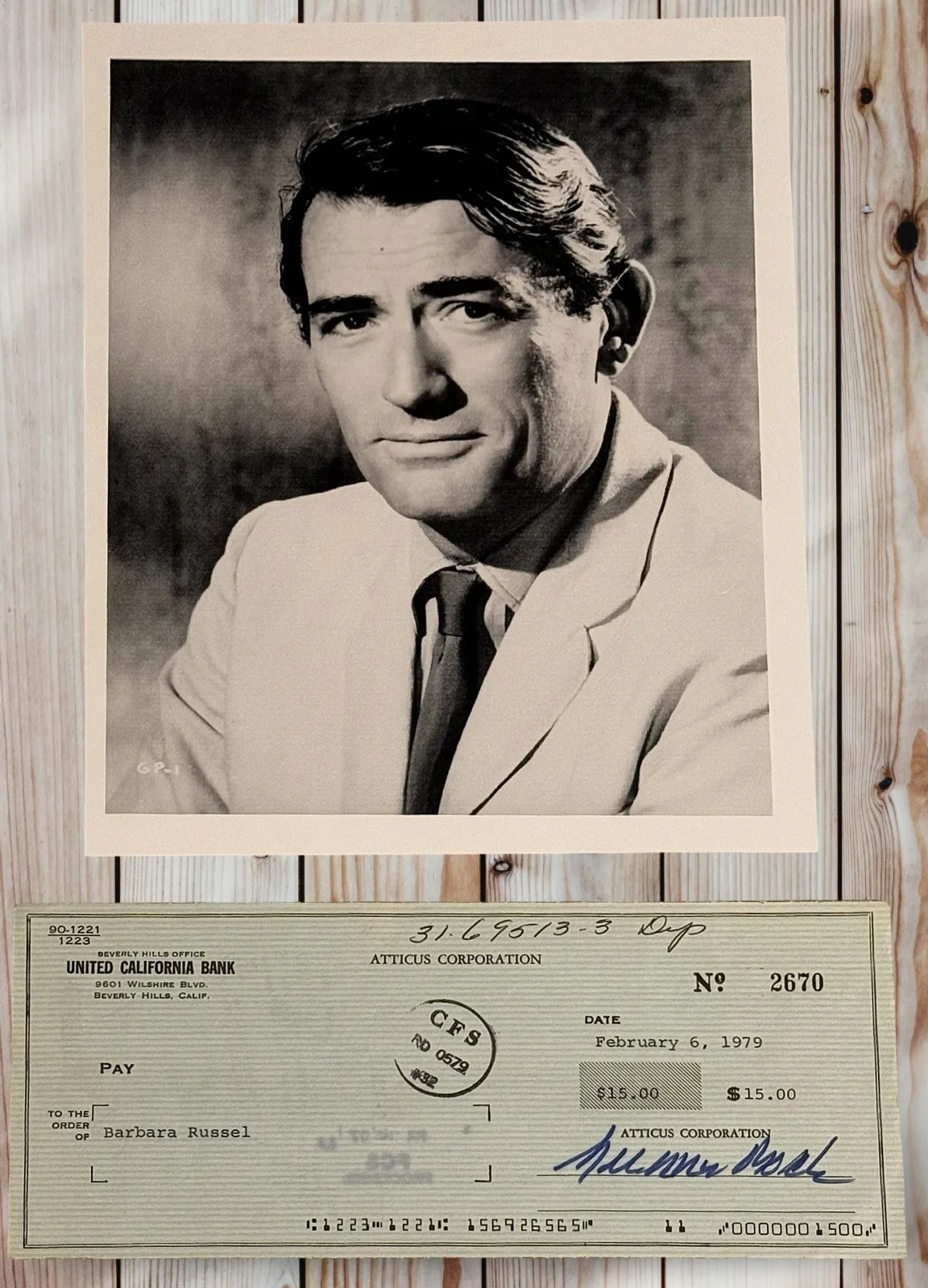 Gregory Peck Signed Check Mary Badham “Scout” To Kill A Mockingbird Photo RARE, image 5