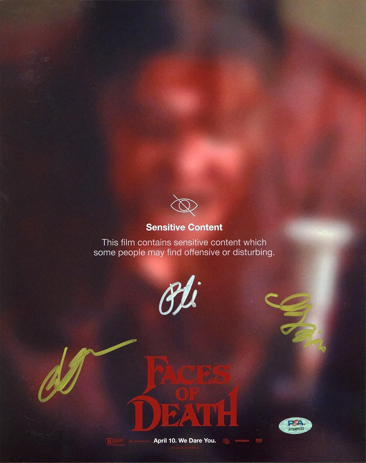 Barbie Ferreira, Daniel Goldhaber & Isa Mazzei — Faces Of Death (3) Ferreira, Goldhaber & Mazzei Signed 11x14 Photo PSA #AQ49632