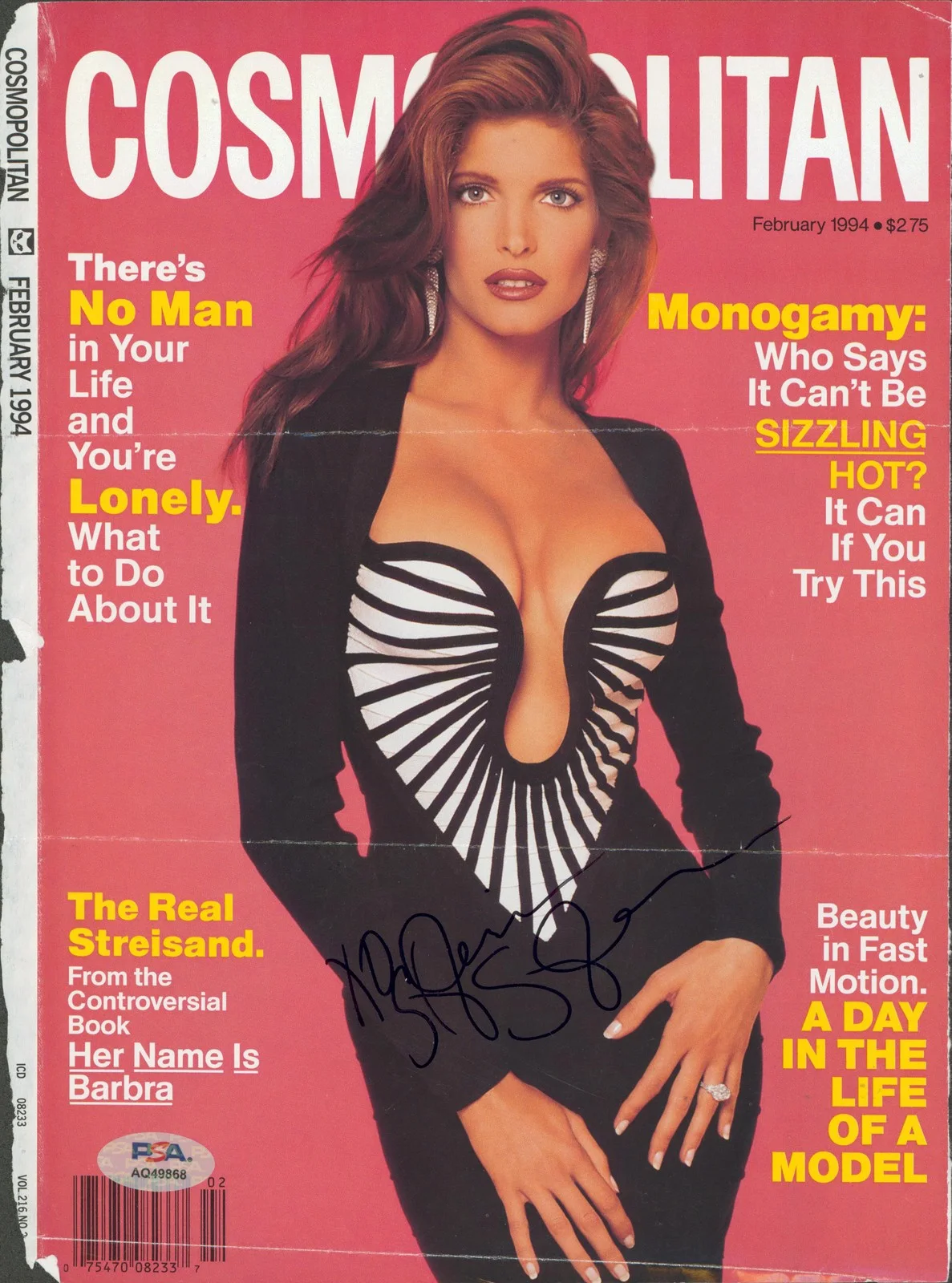Stephanie Seymour — Stephanie Seymour "XO" Signed Feb. 1994 Cosmopolitan Mag. Cover PSA/DNA #AQ49868