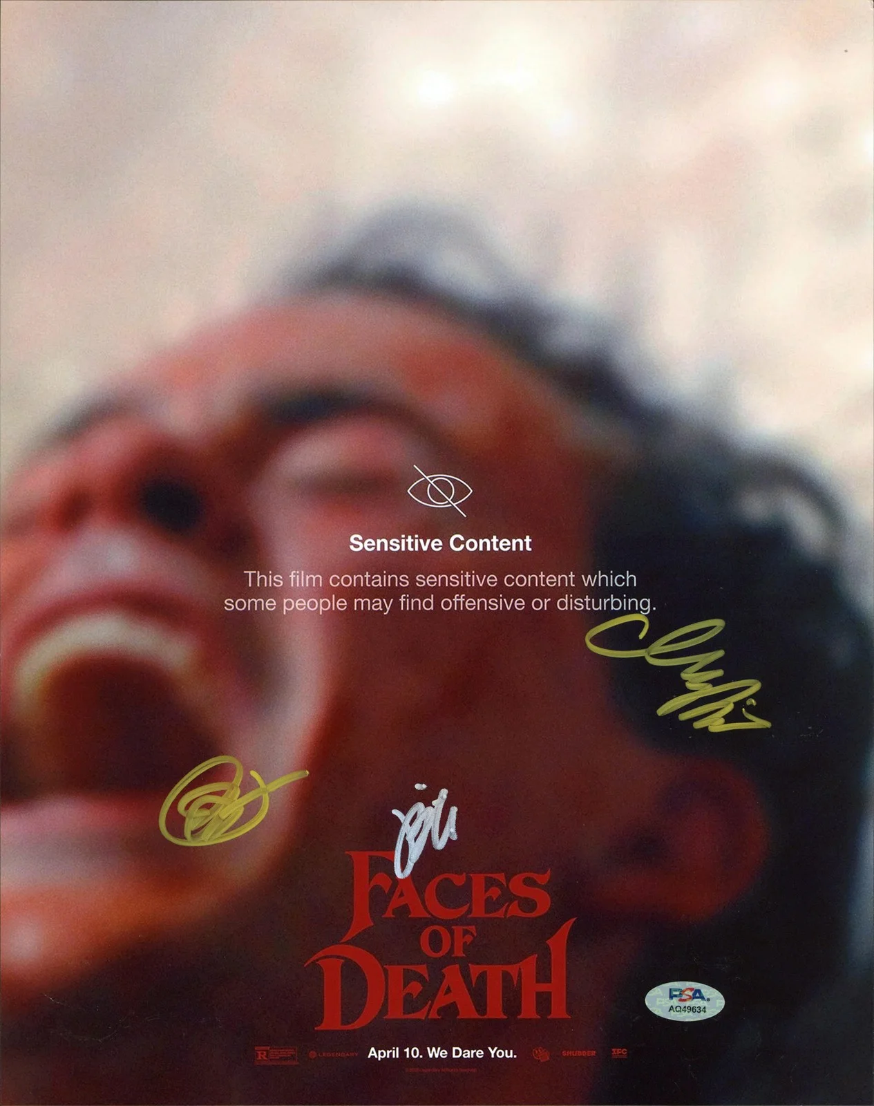 Barbie Ferreira, Daniel Goldhaber & Isa Mazzei — Faces Of Death (3) Ferreira, Goldhaber & Mazzei Signed 11x14 Photo PSA #AQ49634