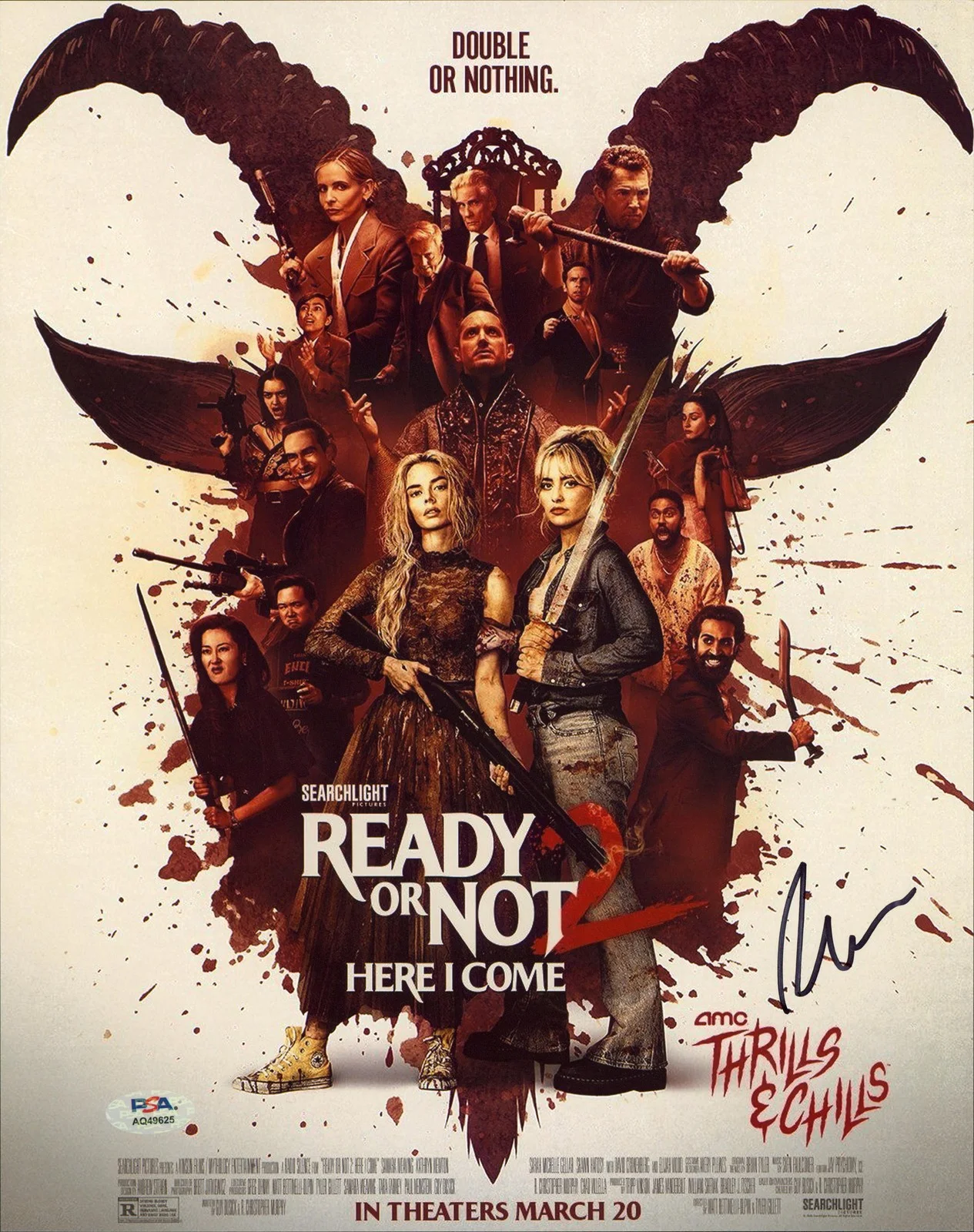 Matt Bettinelli-Olpin — Matt Bettinelli-Olpin Ready or Not 2 Signed 11x14 Photo PSA/DNA #AQ49625