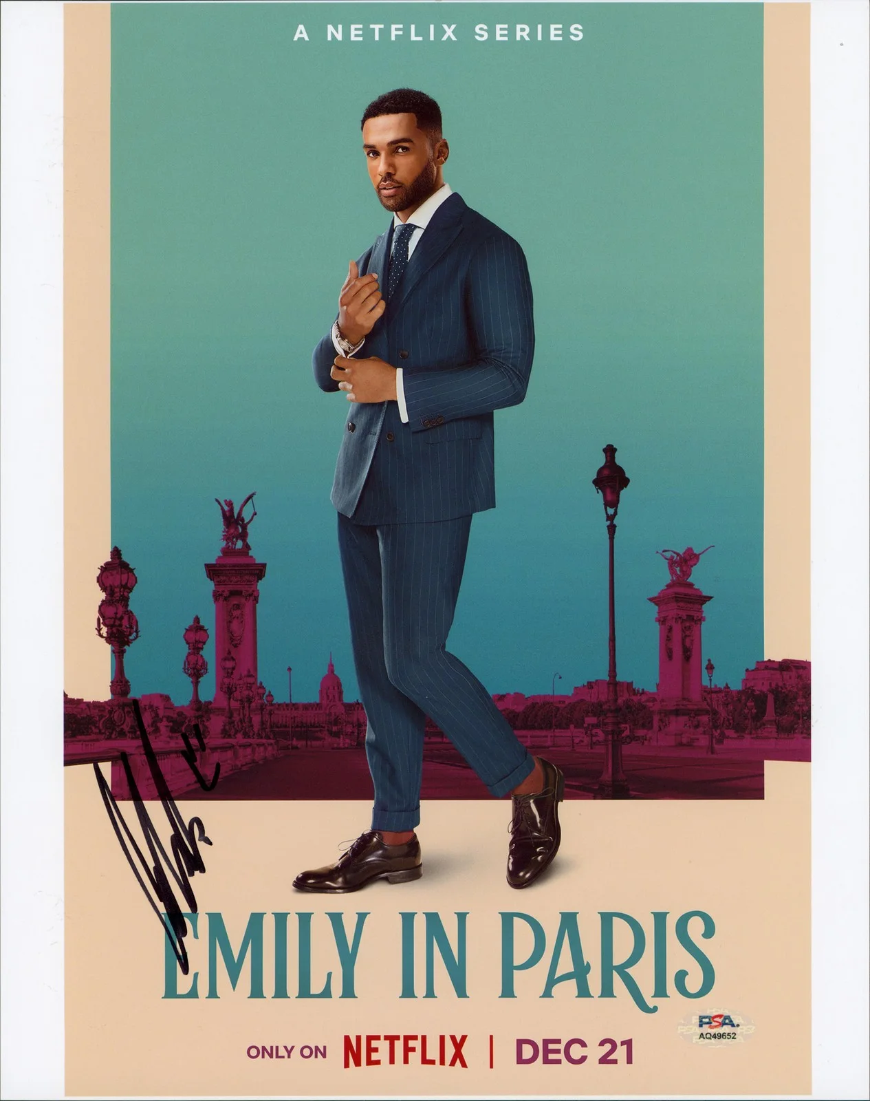 Lucien Laviscount — Lucien Laviscount Emily In Paris Authentic Signed 11x14 Photo PSA/DNA #AQ49652