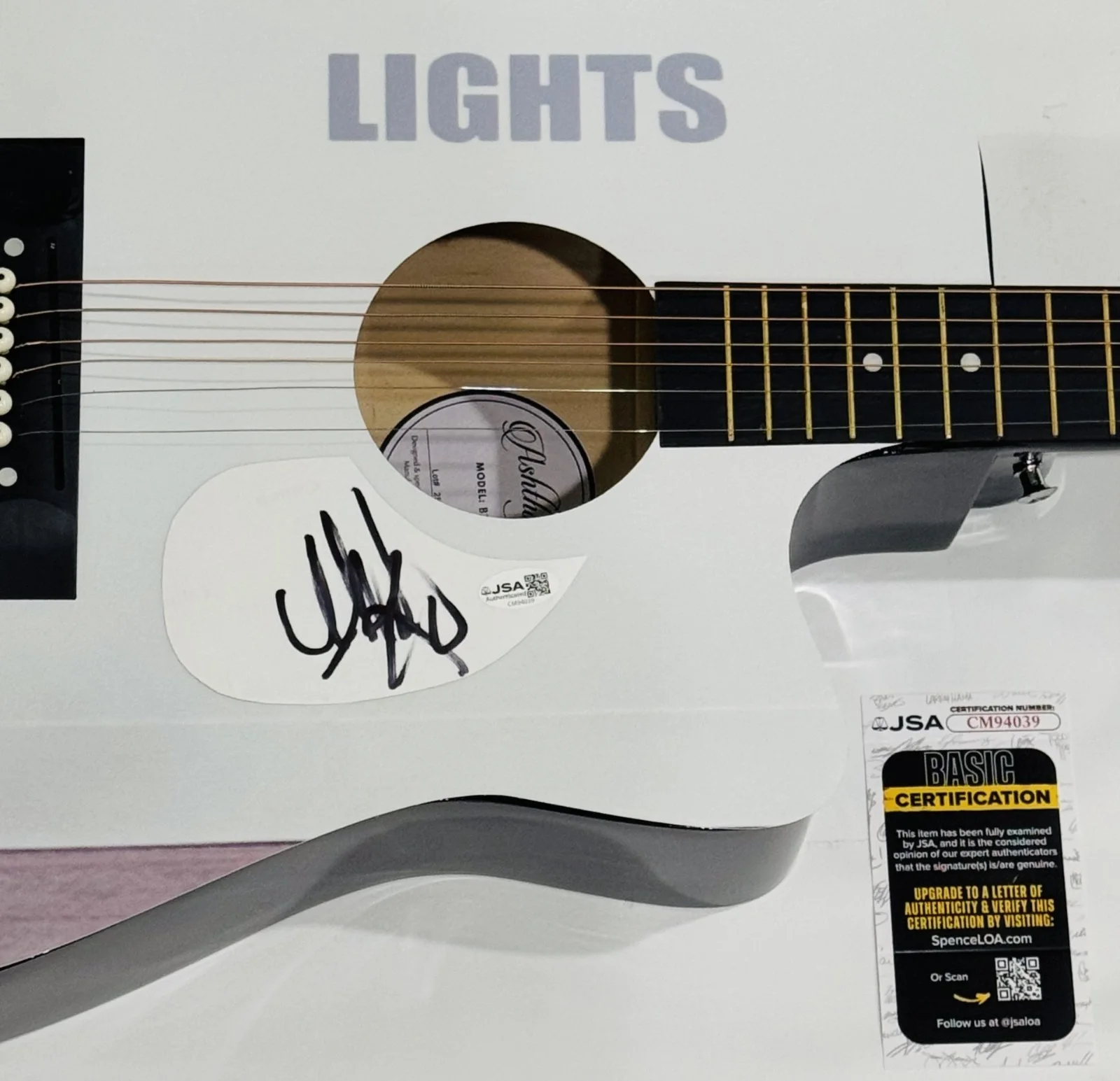 LIGHTS VALERIE POXLEITNER SIGNED CUSTOM ACOUSTIC GUITAR JSA COA, image 2