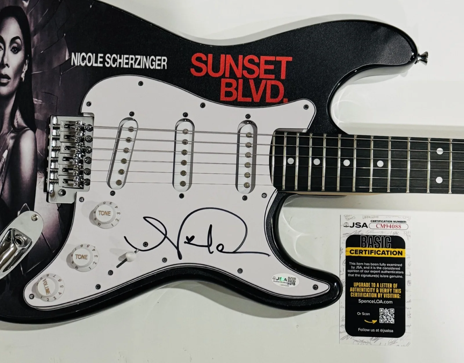 NICOLE SCHERZINGER SIGNED CUSTOM SUNSET BLVD. ELECTRIC GUITAR NORMA JSA COA, image 2
