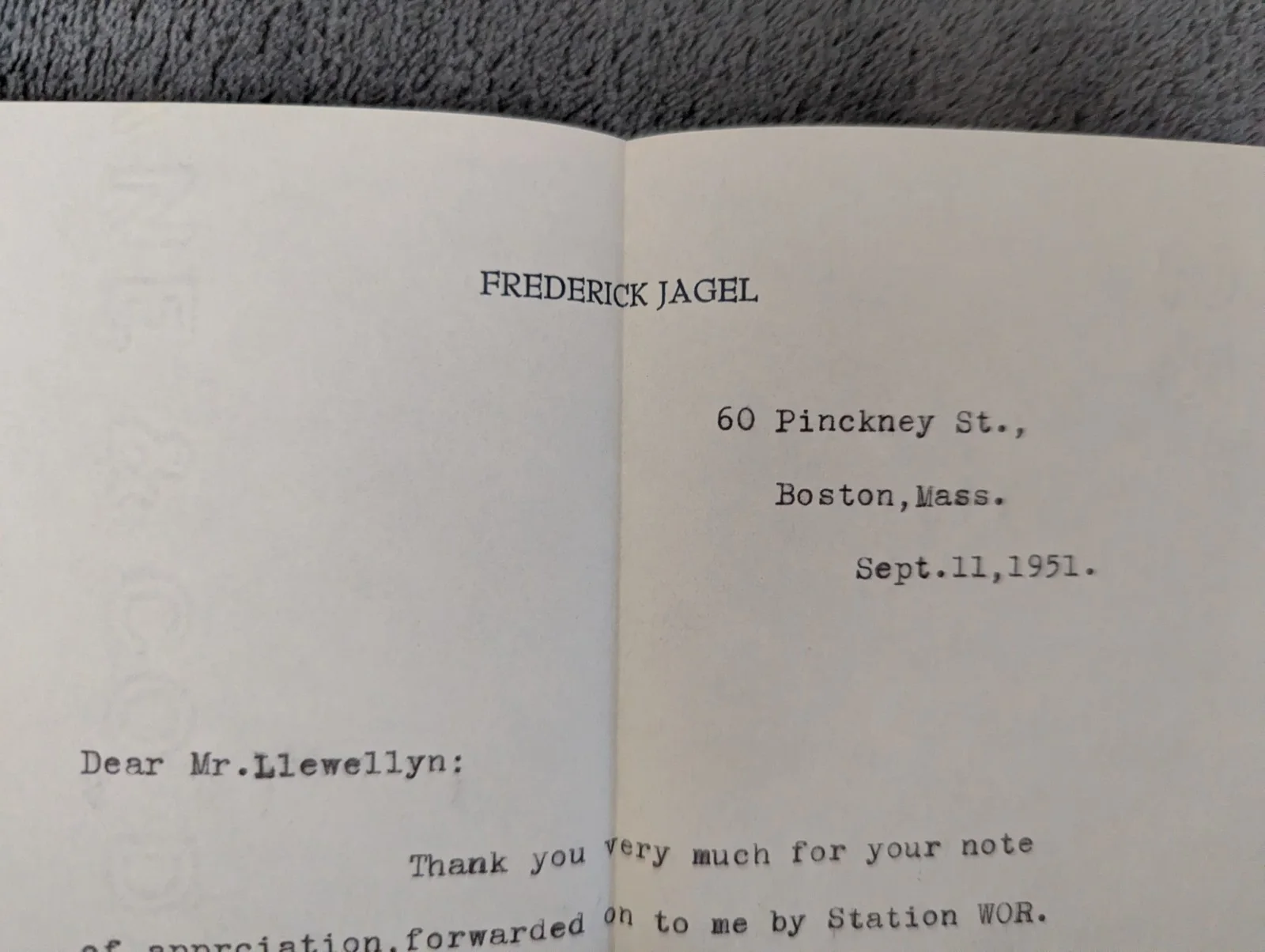 Rare Signed Letter Frederick Jagel Opera Tenor Singer 1951, изображение 4