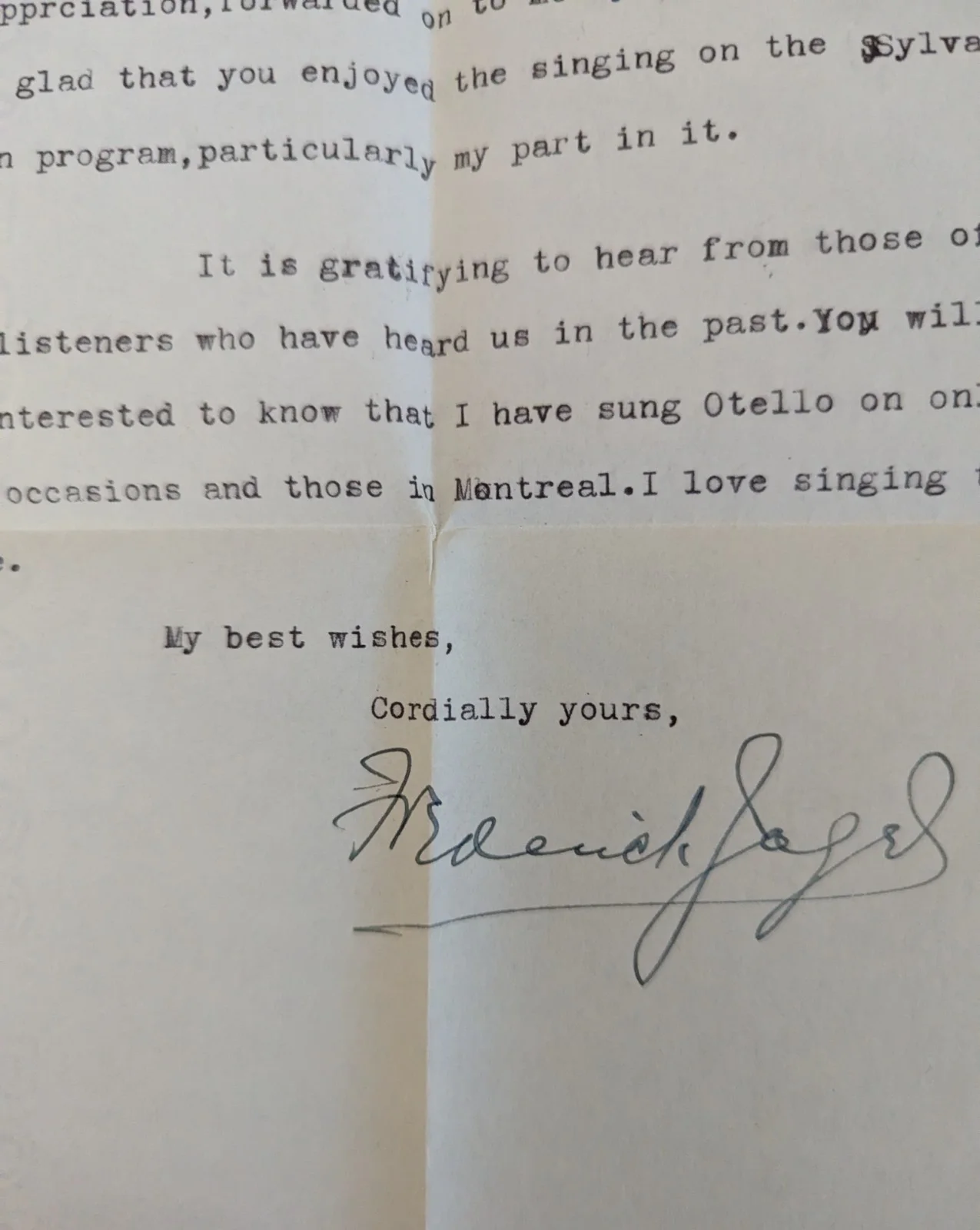 Rare Signed Letter Frederick Jagel Opera Tenor Singer 1951, изображение 5