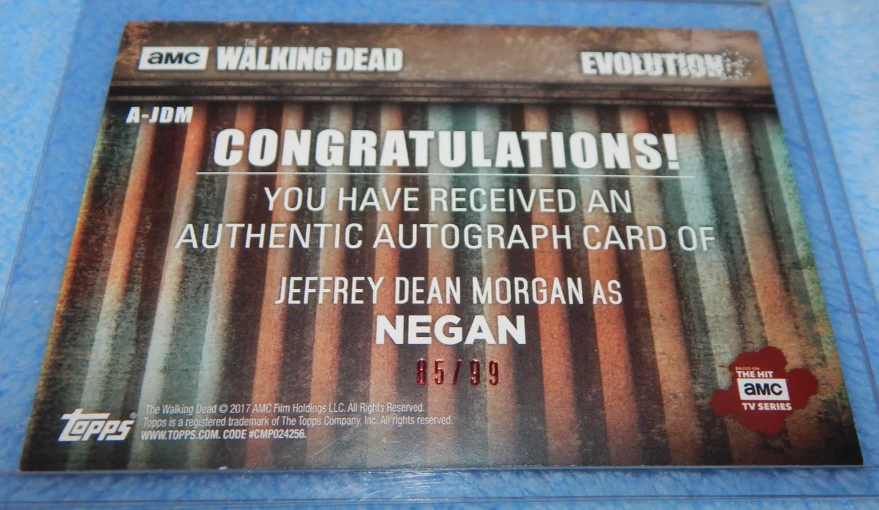 Jeffrey Dean Morgan — 2017 Topps Walking Dead Evolution Jeffrey Dean Morgan Autograph Card Negan A-JDM, image 2
