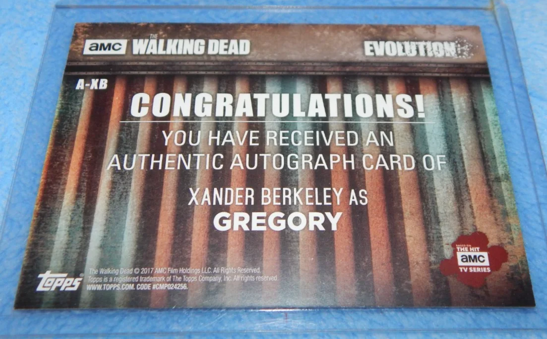 Xander Berkeley — 2017 Topps Walking Dead Evolution Xander Berkeley Autograph Card as Gregory A-XB, image 2