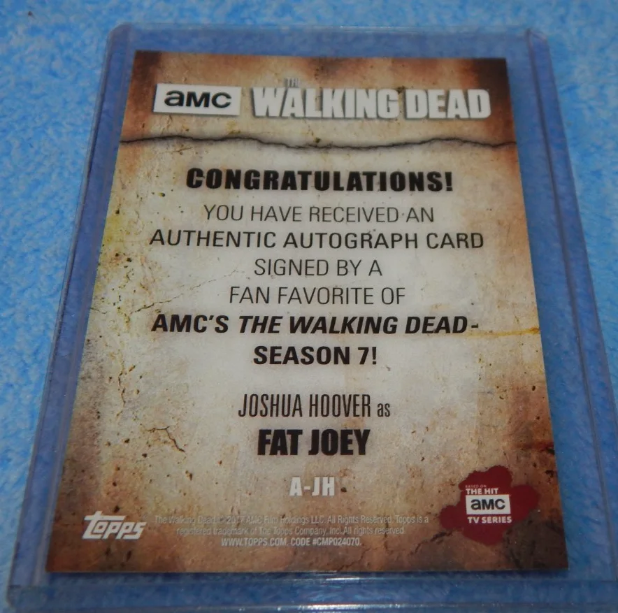 Joshua Hoover — 2017 Topps Walking Dead Evolution Joshua Hoover Autograph Card as Fat Joey A-JH, изображение 2