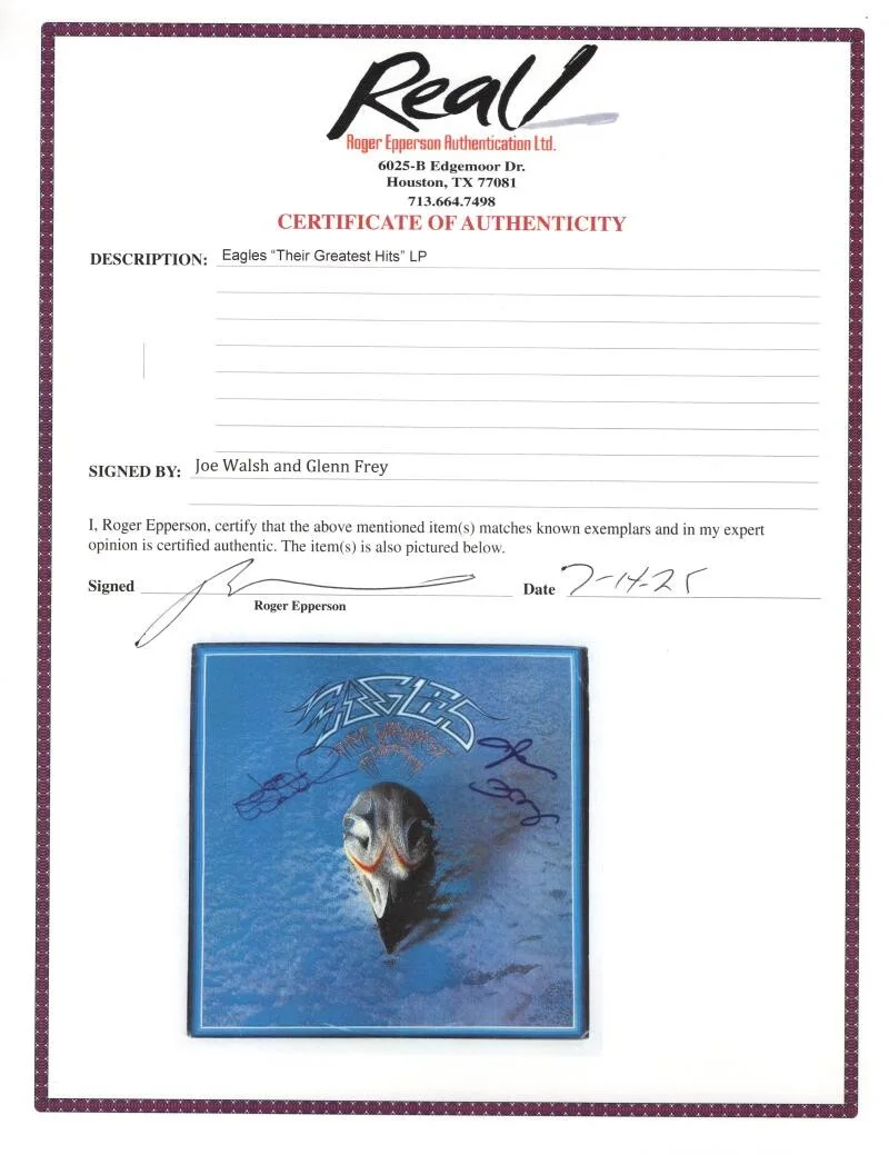 Glenn Frey, Joe Walsh — Glenn Frey & Joe Walsh Signed Autograph Album Vinyl Record LP The Eagles JSA COA, image 4