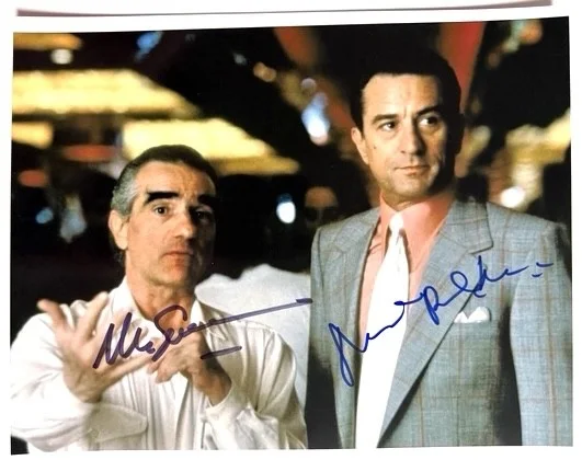 Cast — CASINO photo signed by ROBERT DENIRO (older sig) & MARTIN SCORSESE Las Vegas