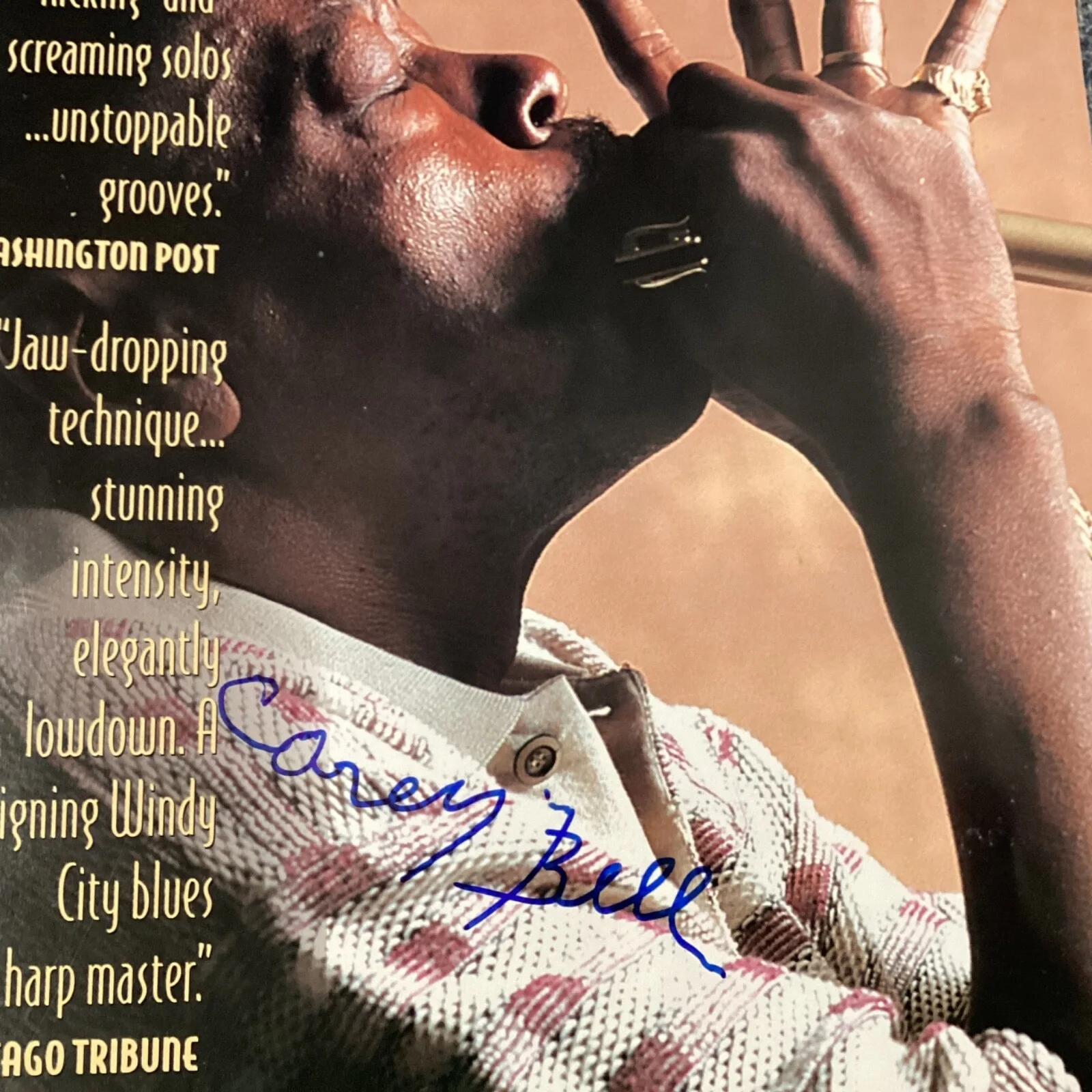 CAREY BELL Signed Autographed Blues Promo Alligator Flyer Muddy Waters Harmonica, изображение 2
