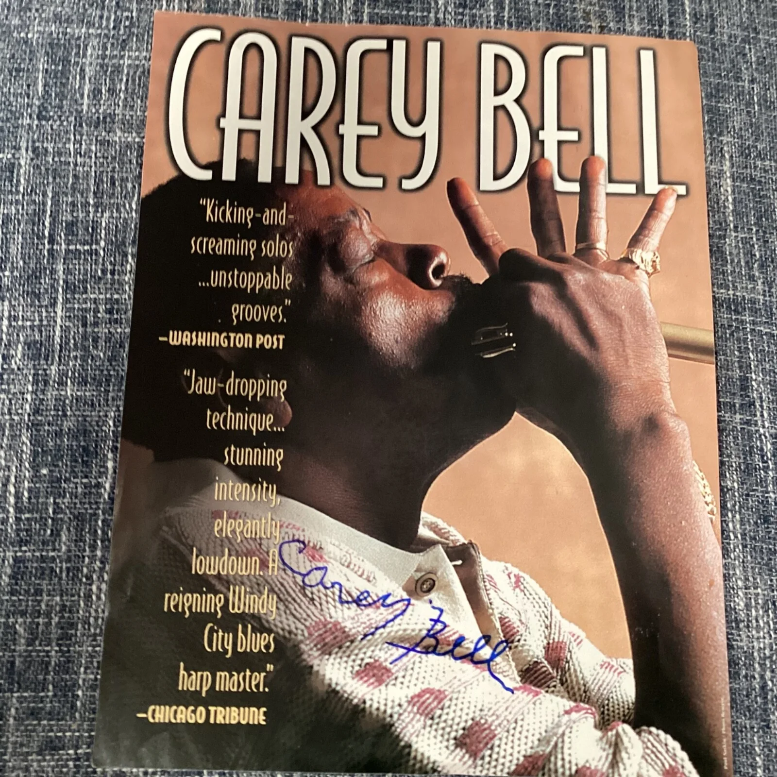 CAREY BELL Signed Autographed Blues Promo Alligator Flyer Muddy Waters Harmonica, изображение 4