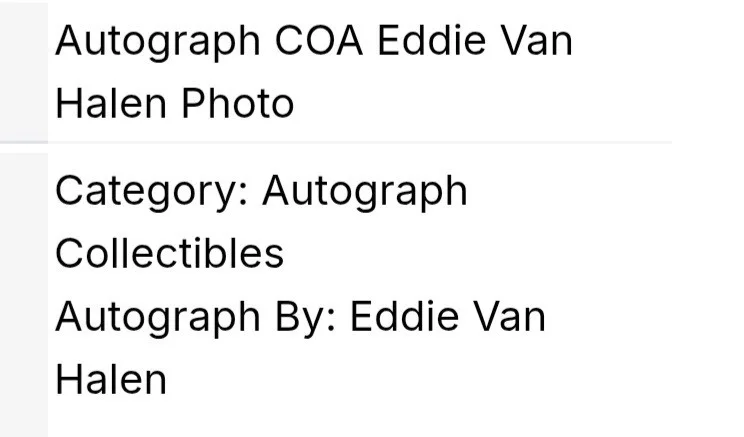 WITH COA ✔️ EDDIE VAN HALEN ORIGINAL AUTOGRAPH 8X12" SUPER COOL PHOTO 🤘, изображение 2