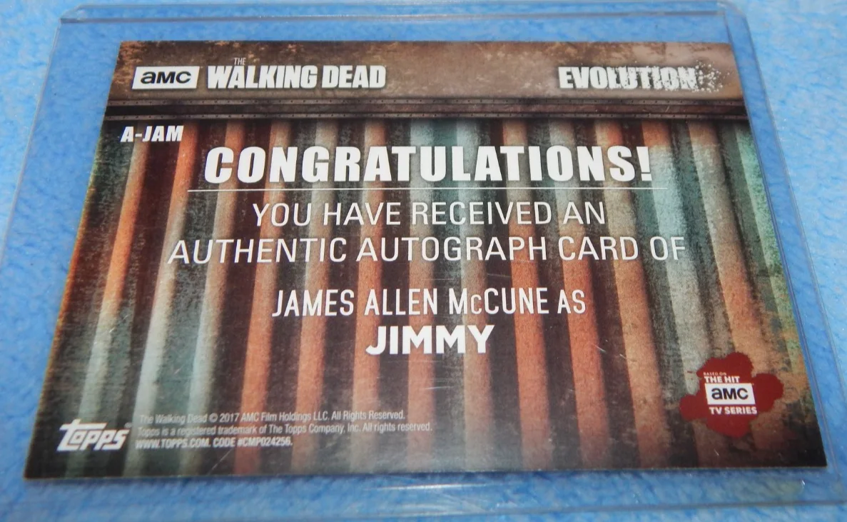 James Allen McCune — 2017 Topps Walking Dead Evolution James Allen McCune Autograph as Jimmy A-JAM, image 2