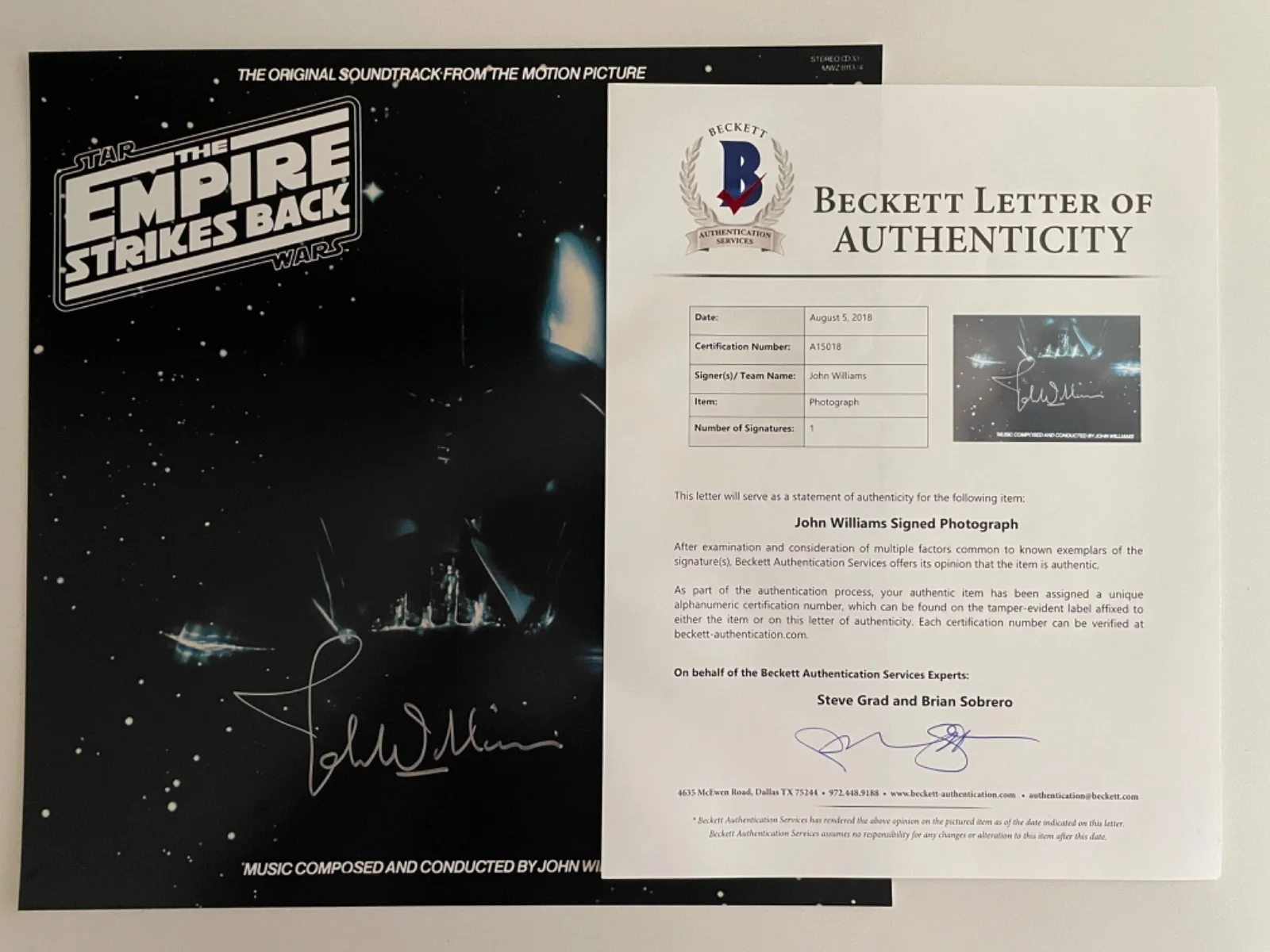 John Williams — John Williams Signed Star Wars 12x12 Photo. Beckett LOA., изображение 3