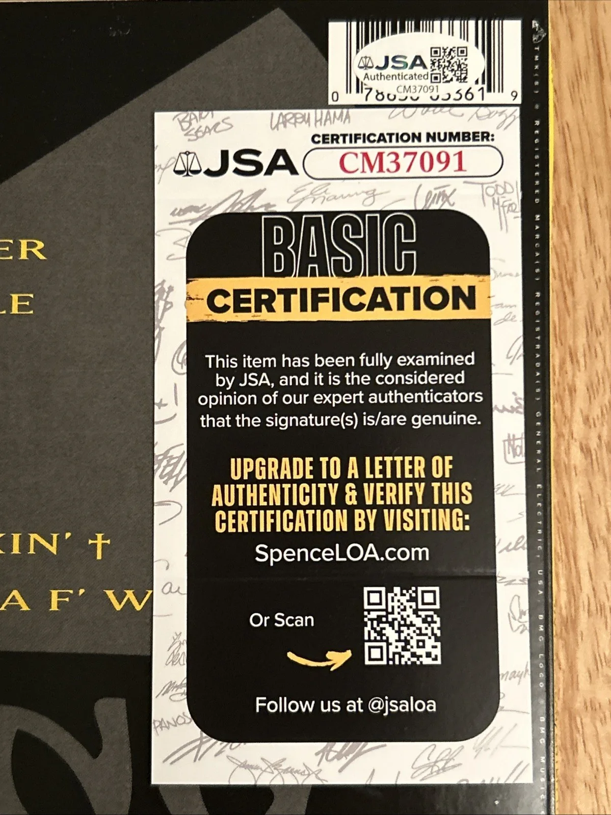 Method Man Autographed Enter The Wu-Tang 36 Chambers Album Vinyl JSA Certified, изображение 5