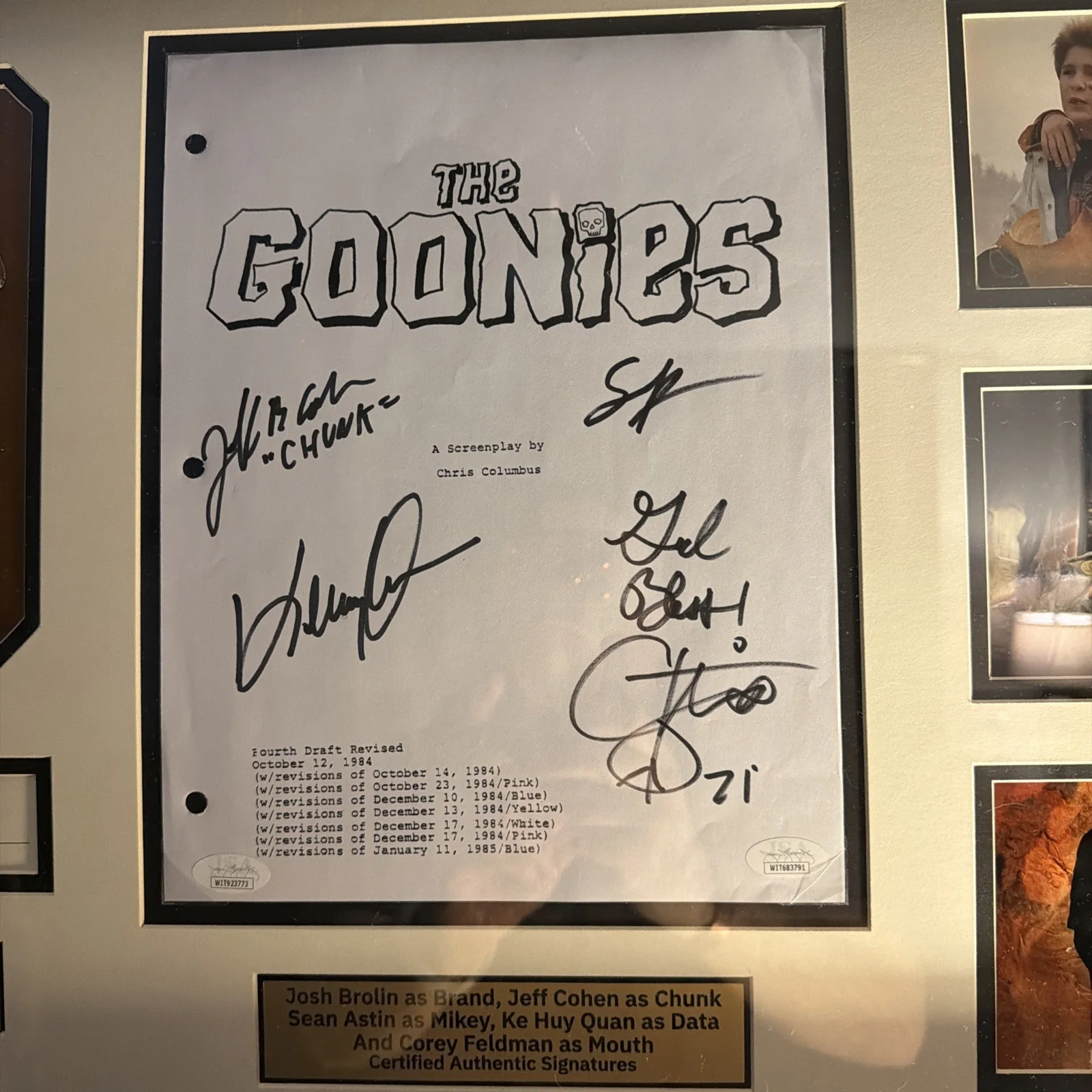 Goonies Cast Signed Framed Script Autographed JSA COA Corey Feldman Movie, image 4
