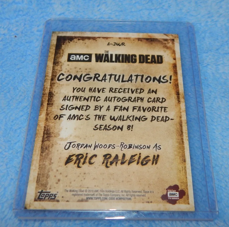 Jordan Woods-Robinson — 2018 Walking Dead Season 8 Jordan Woods-Robinson Autograph as Eric Raleigh A-JWR, изображение 2