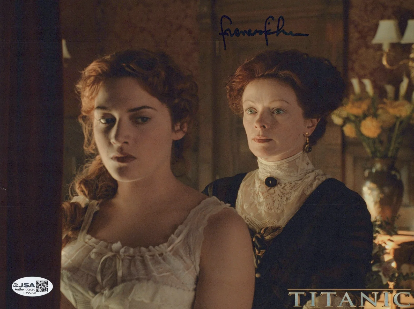 FRANCES FISHER — FRANCES FISHER Signed TITANIC 8x10 Photo RUTH De WITT Autograph JSA COA CERT