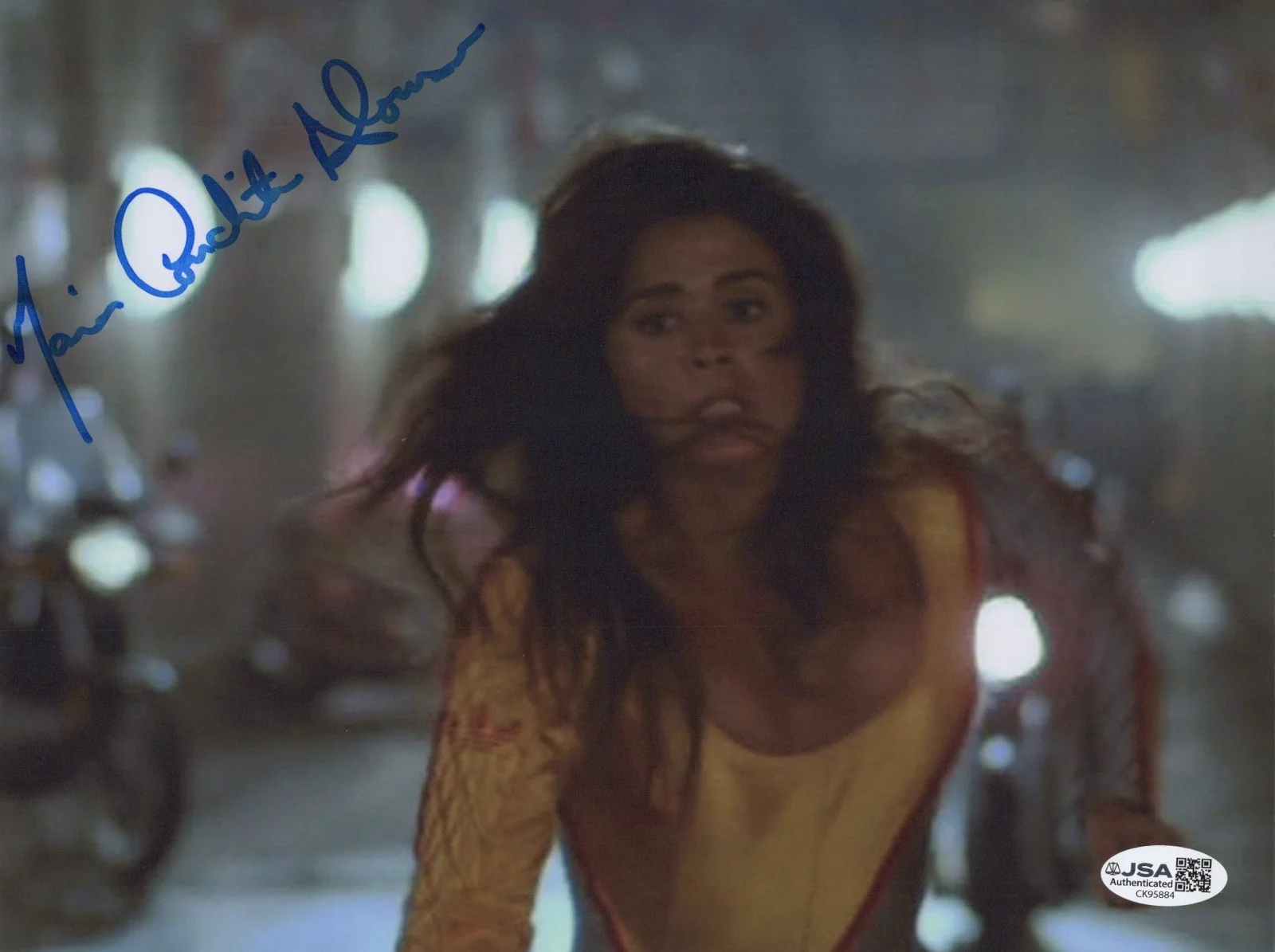 MARIA CONCHITA ALONSO — MARIA CONCHITA ALONSO Signed THE RUNNING MAN 8x10 Photo AMBER Autograph JSA COA
