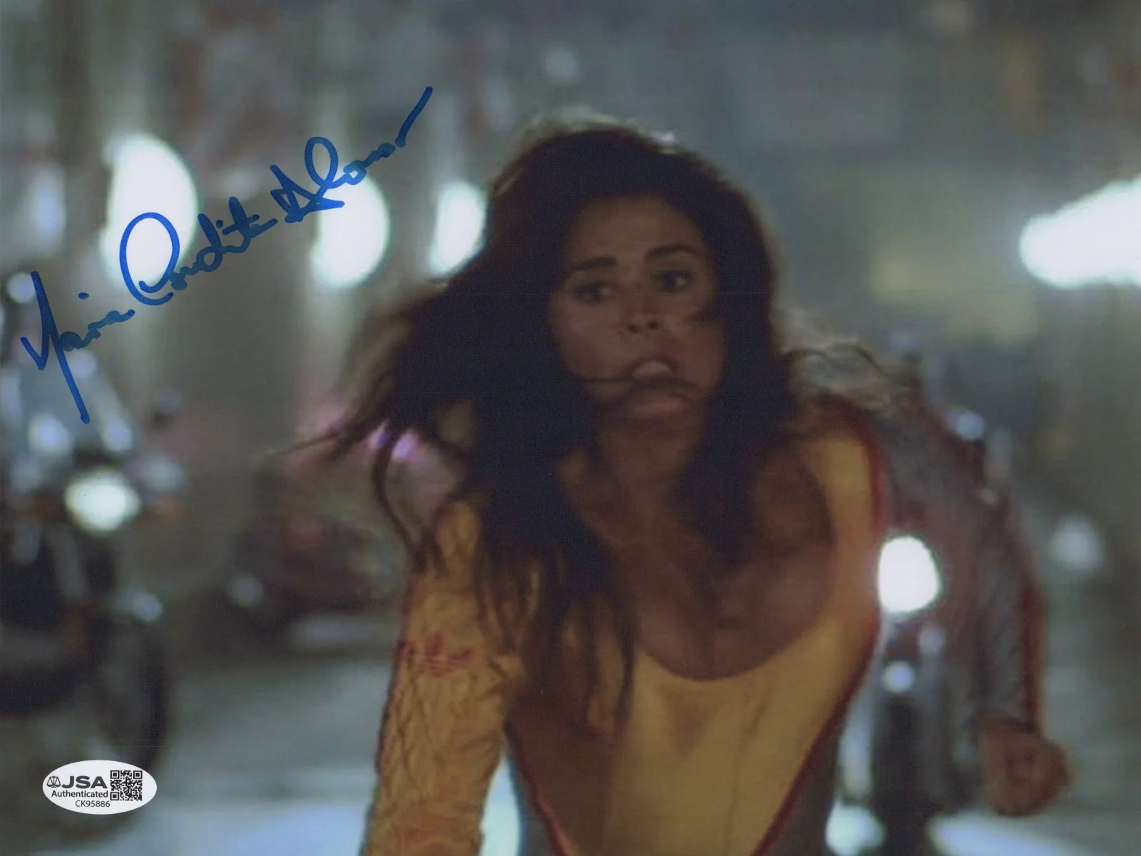 MARIA CONCHITA ALONSO — MARIA CONCHITA ALONSO Signed THE RUNNING MAN 8x10 Photo AMBER Autograph JSA COA