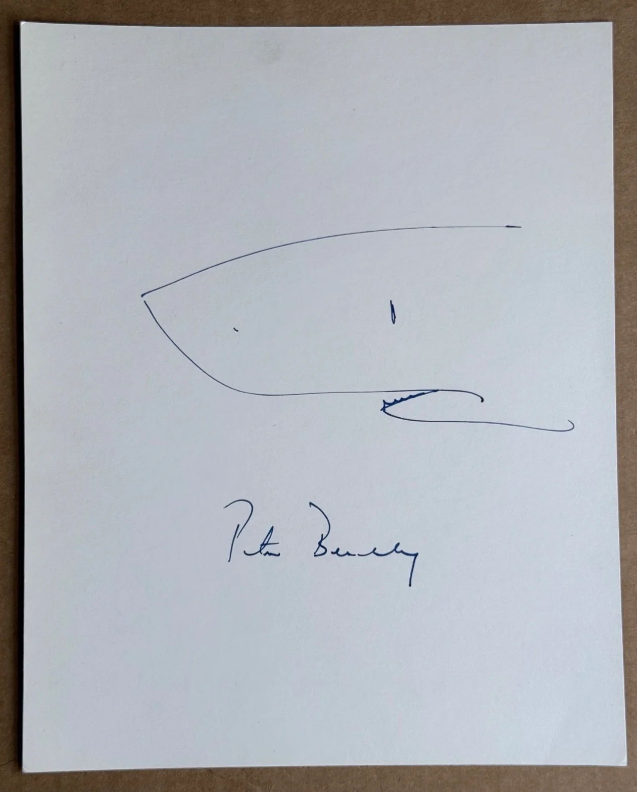 Peter Benchley — Peter Benchley Signed Autographed Jaws Writer HUGE Sketch 8x10 W Proof Beckett, изображение 3