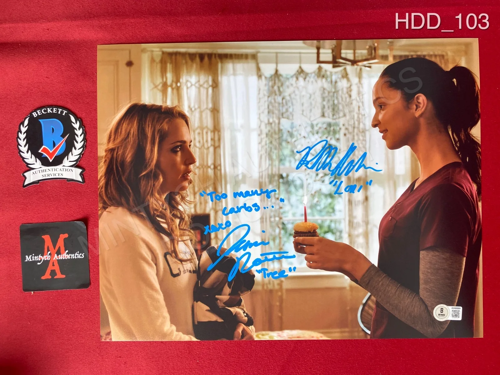 Jessica Rothe, Ruby Modine — Jessica Rothe Ruby Modine Happy Death Day dual signed 11x14 photo Beckett COA