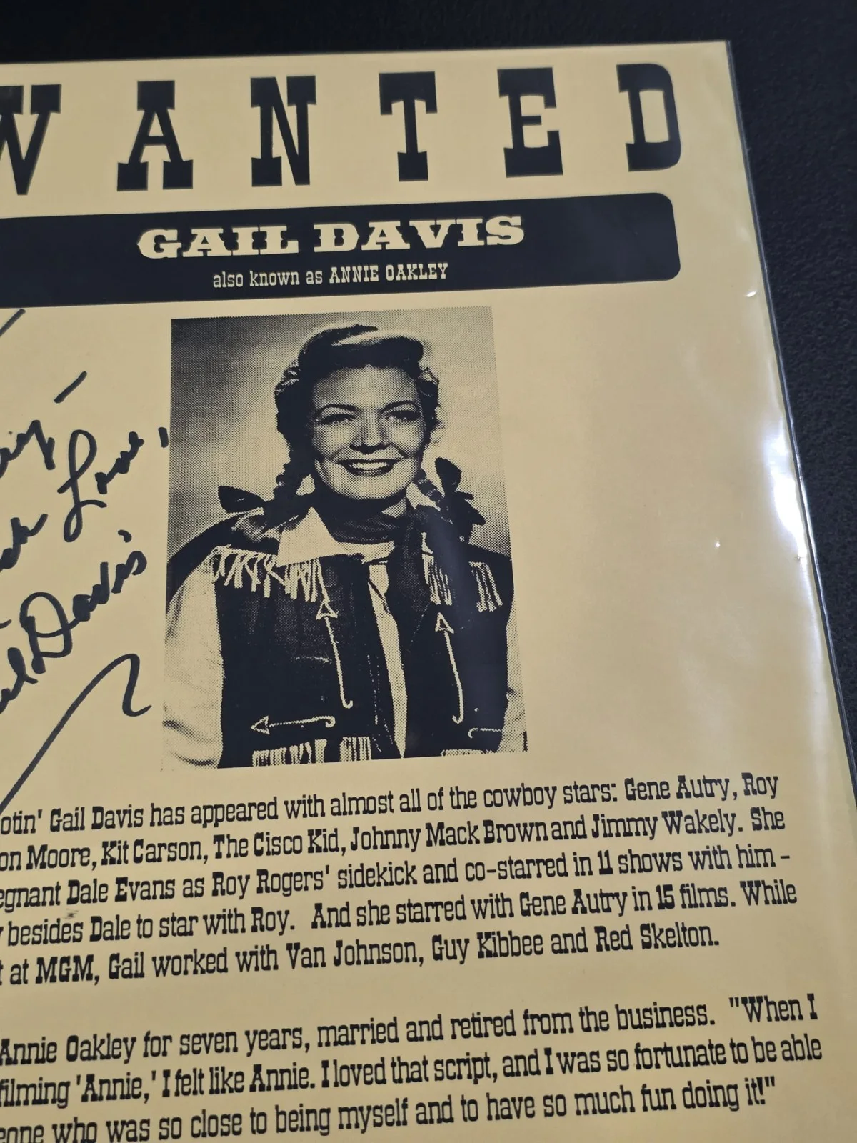 Gail Davis - Signed Autographed Picture - Great Find!! Annie Oakley - Wanted!!, изображение 2