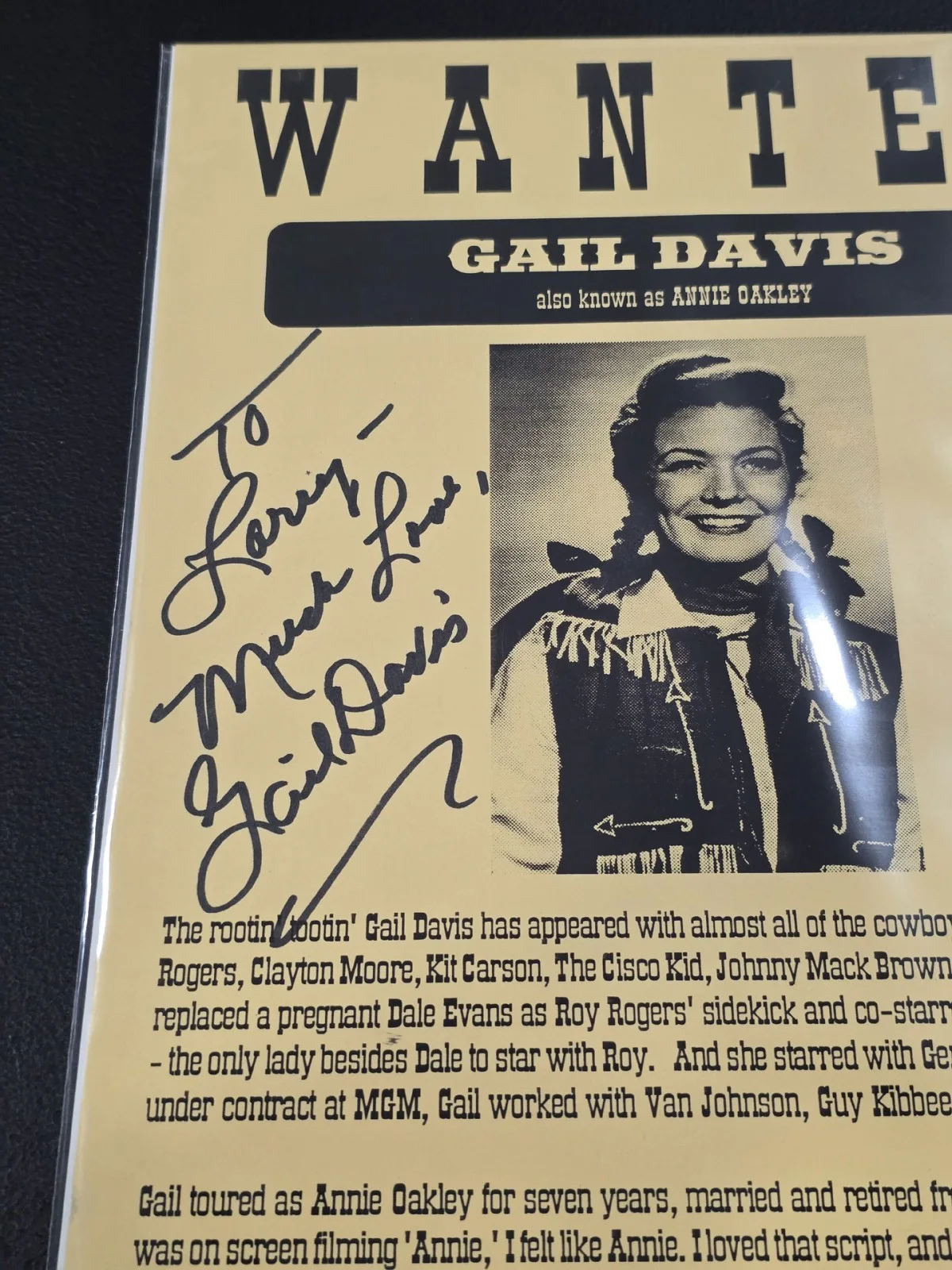 Gail Davis - Signed Autographed Picture - Great Find!! Annie Oakley - Wanted!!, изображение 3