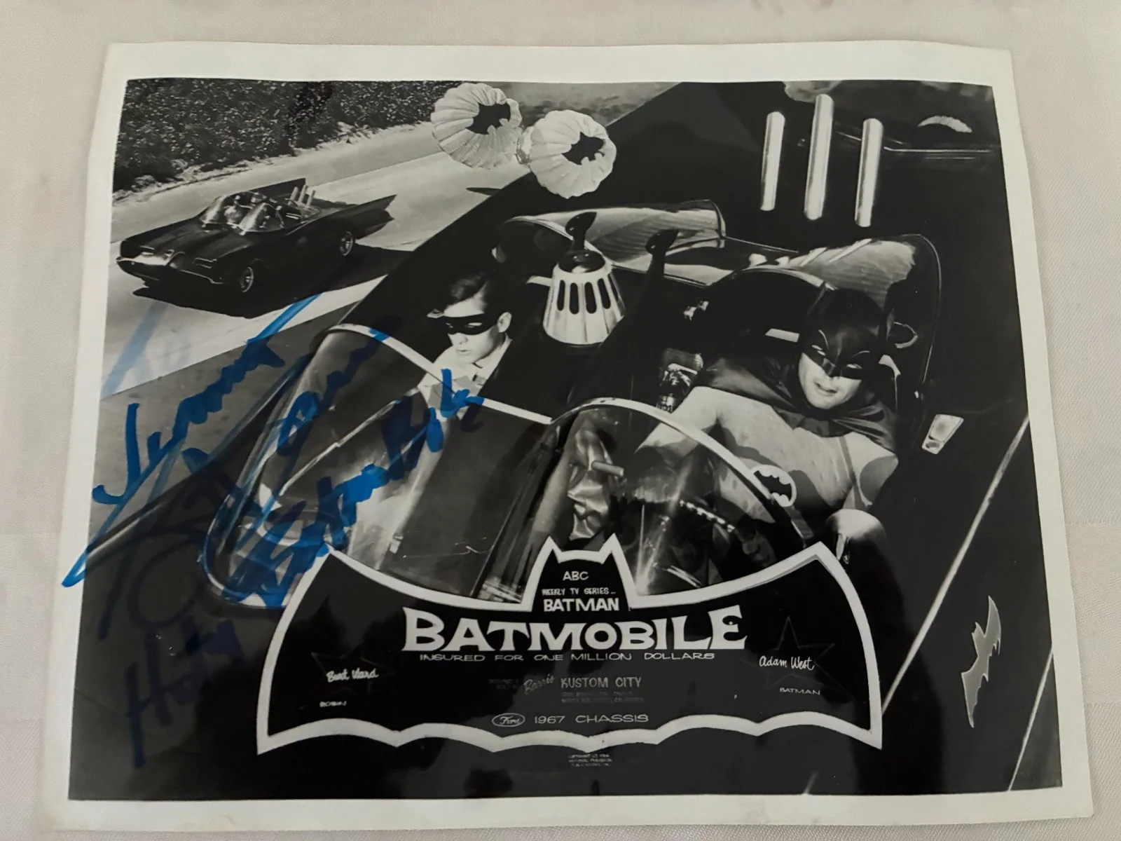George Barris — George Barris SIGNED Batman Batmobile Photo - "Holy Batmobile!"