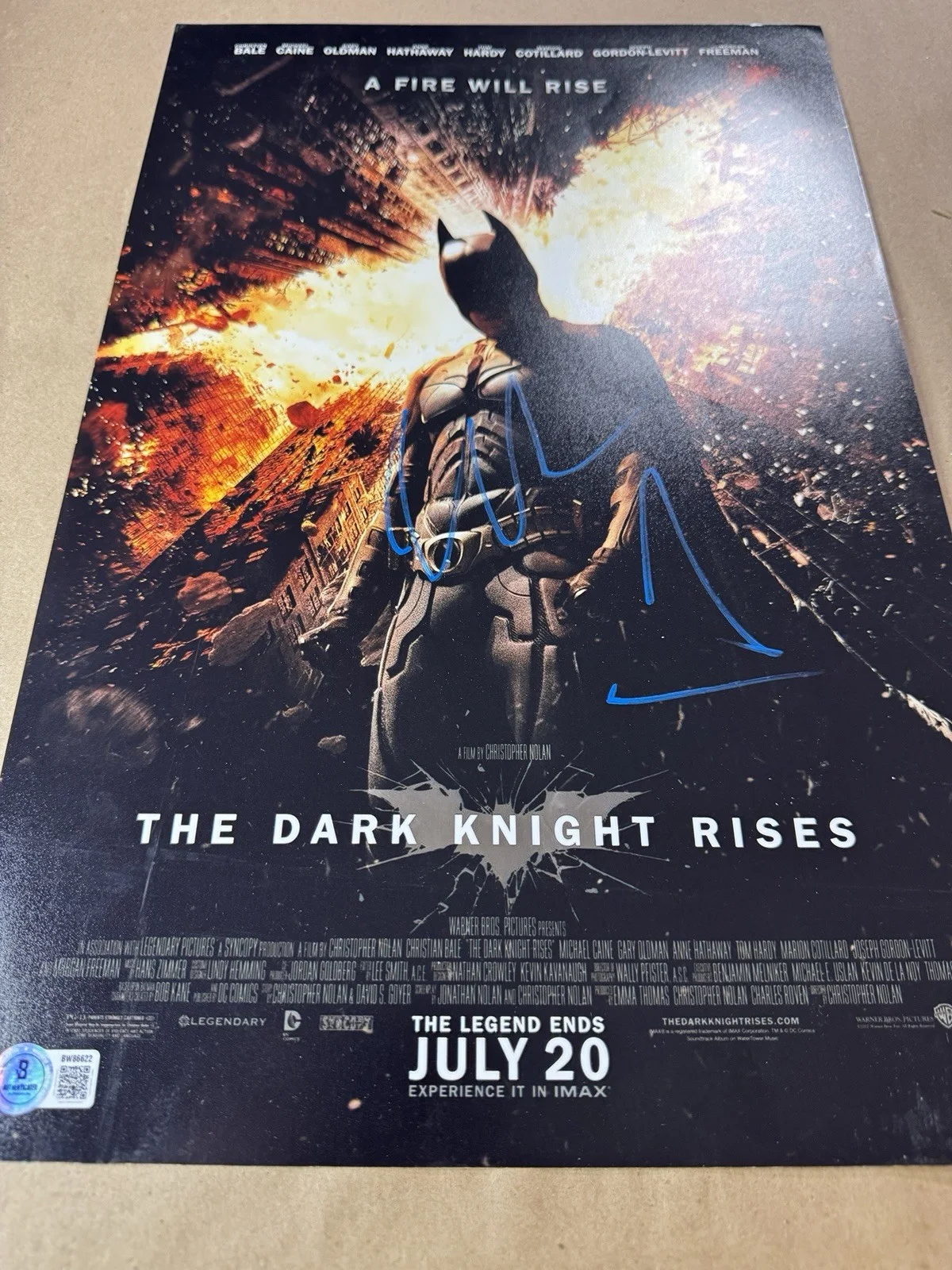 Christian Bale — Signed Christian Bale Autographed The Dark Knight Rises 11”x17” Photo BAS COA, изображение 2