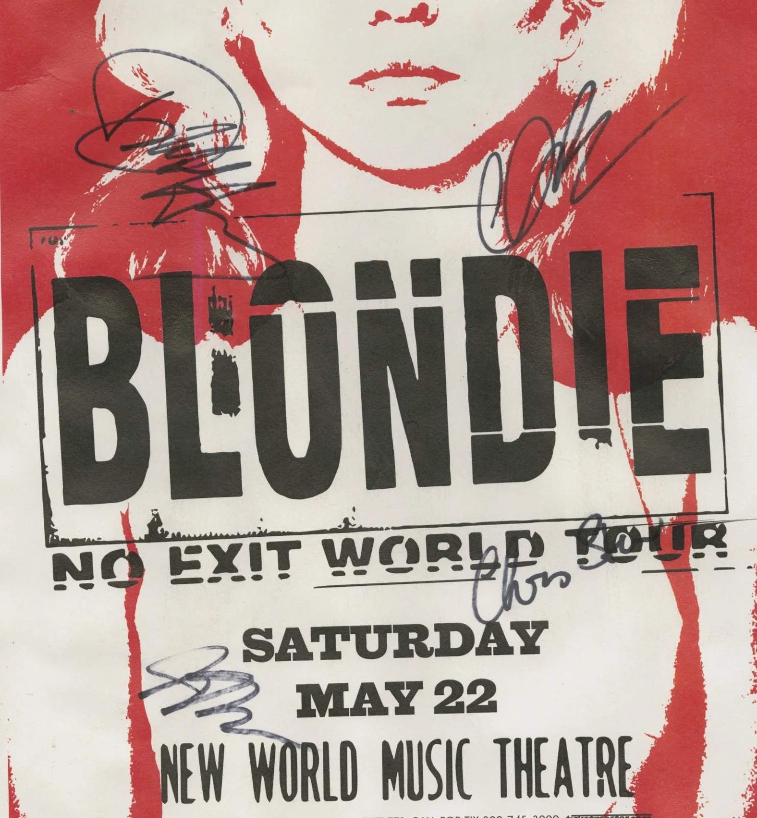 Blondie autographed concert poster Paul Carbonara , Leigh Foxx, Debbie Harry, изображение 2