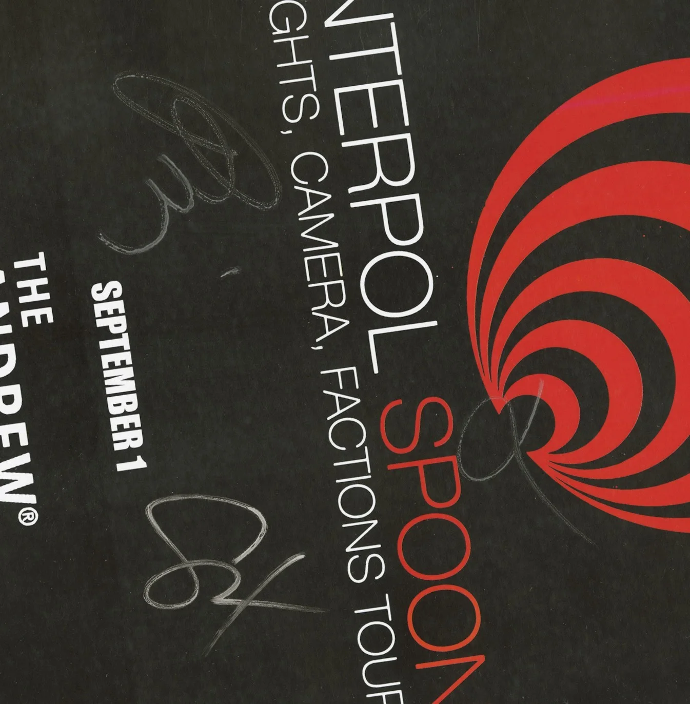 Interpol autographed concert poster Sam Fogarino, Paul Banks and Daniel Kessler, изображение 2