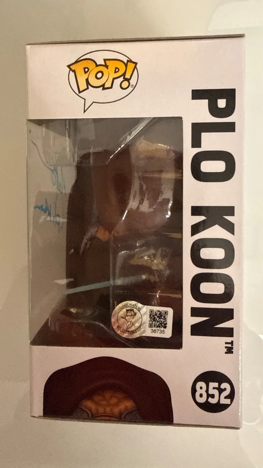 Matt Sloan — Star Wars Plo Koon FUNKO POP 852 Glows in dark Autographed by Matt Sloan (COA), изображение 3