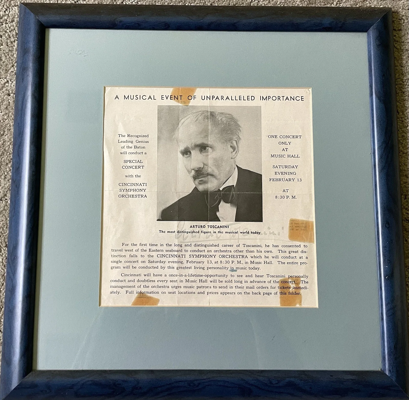 Arturo Toscanini Autograph Flyer for a Concert with the Cincinnati Symphony, image 5