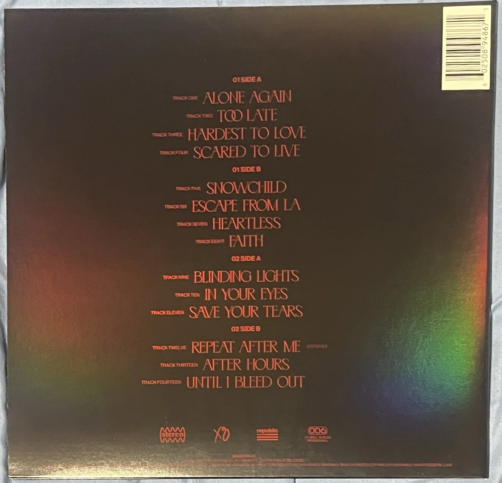 The Weeknd Signed After Hours Record Album Cover - Music Memorabilia, image 2